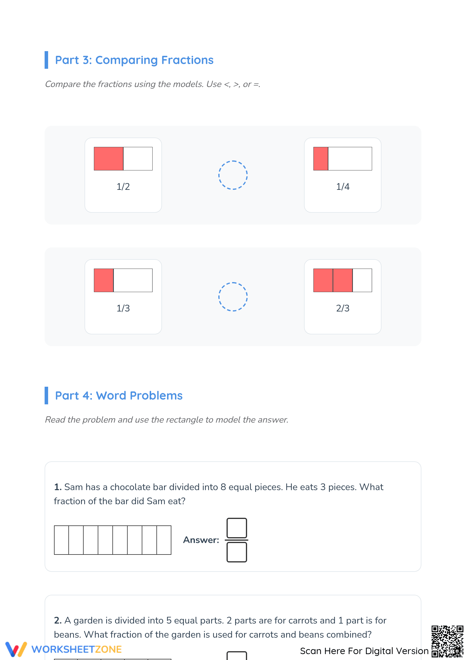 Grade 3 Fractions — Essential Printable No-Prep Worksheet - Page 3