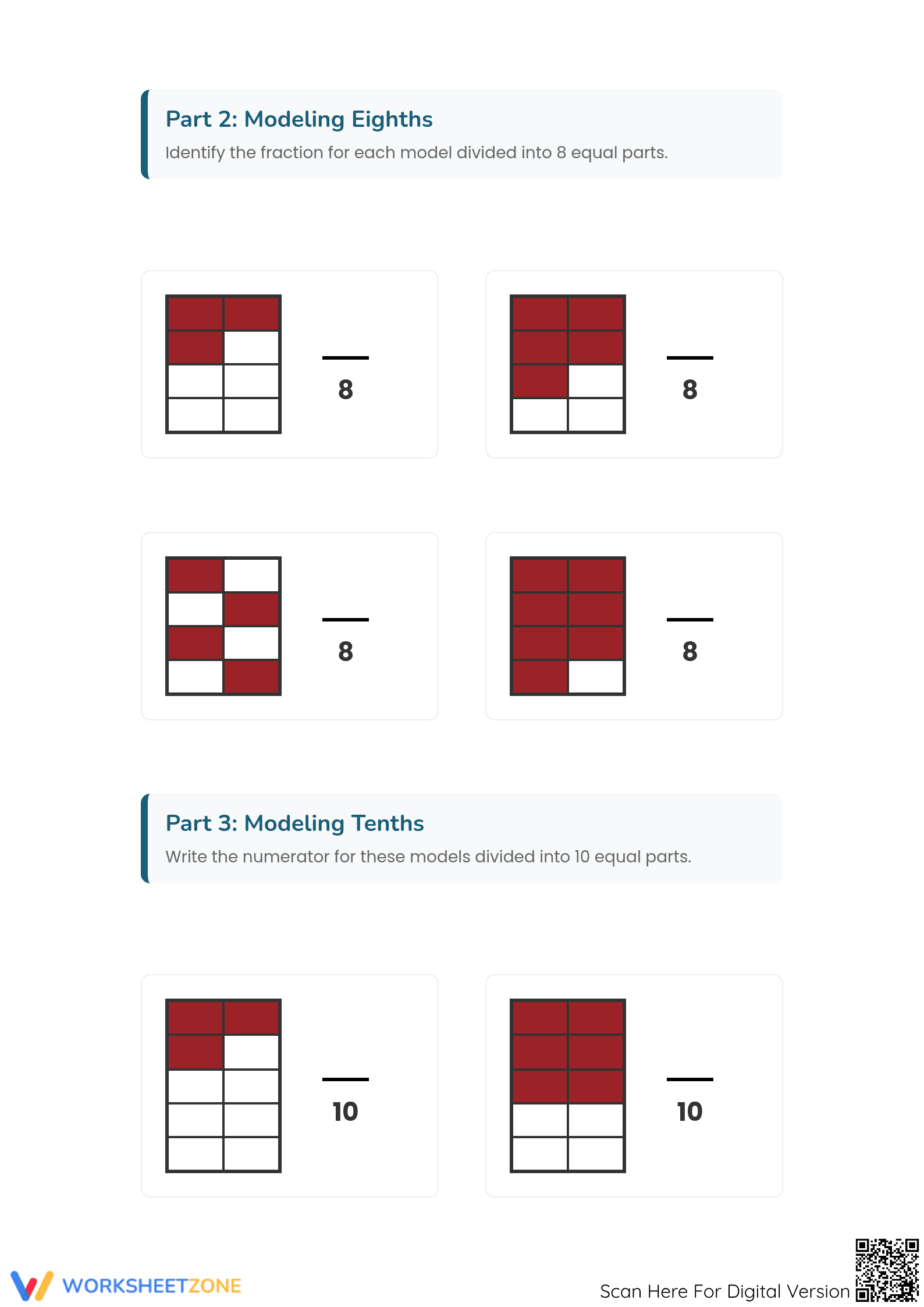 Essential Fractions Modeling: Rectangles Worksheet | Grade 3 - Page 2
