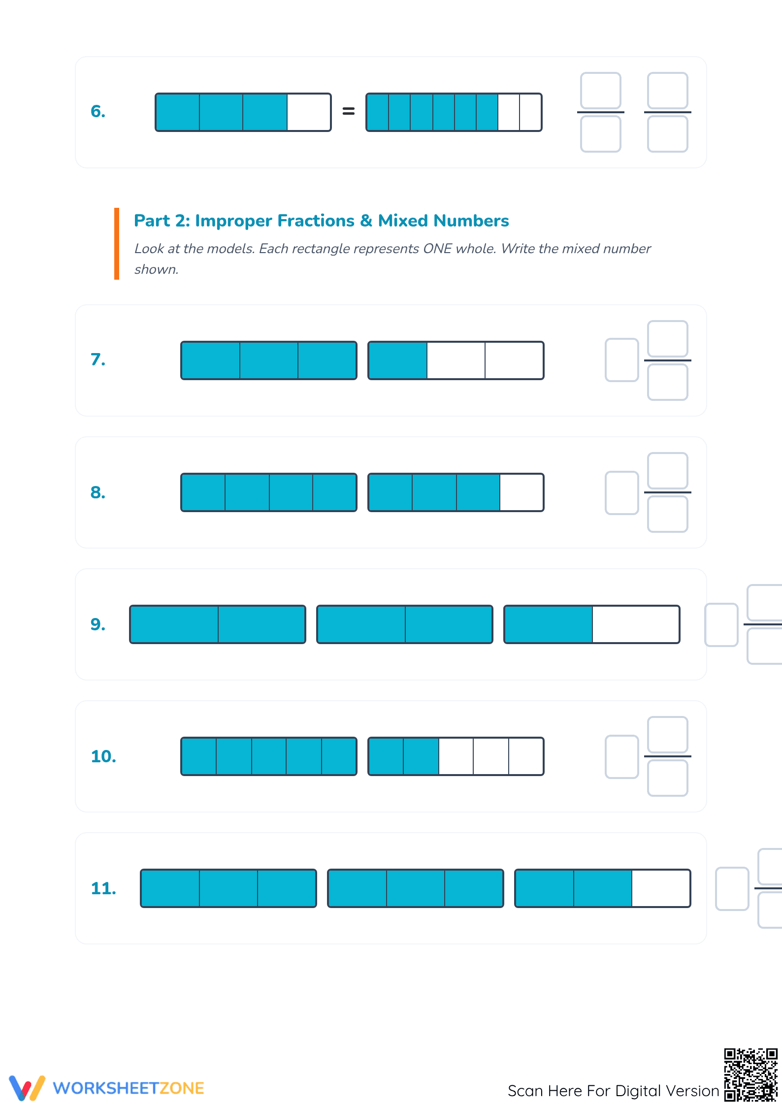 Modeling Fractions with Rectangles Worksheet | Printable Math - Page 2