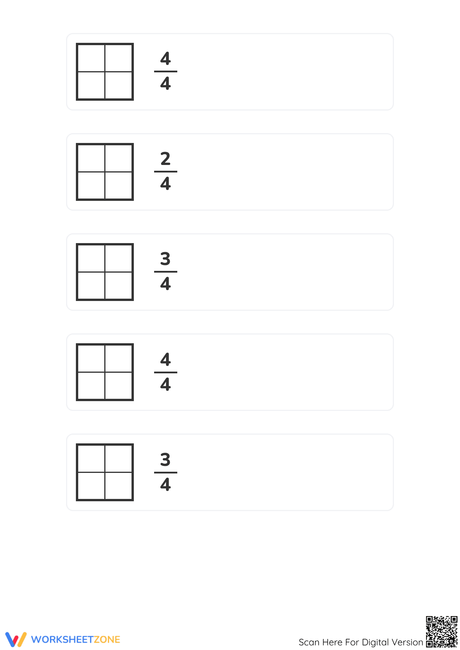 Printable Modeling Fractions with Rectangles | Grade 3 Math - Page 2