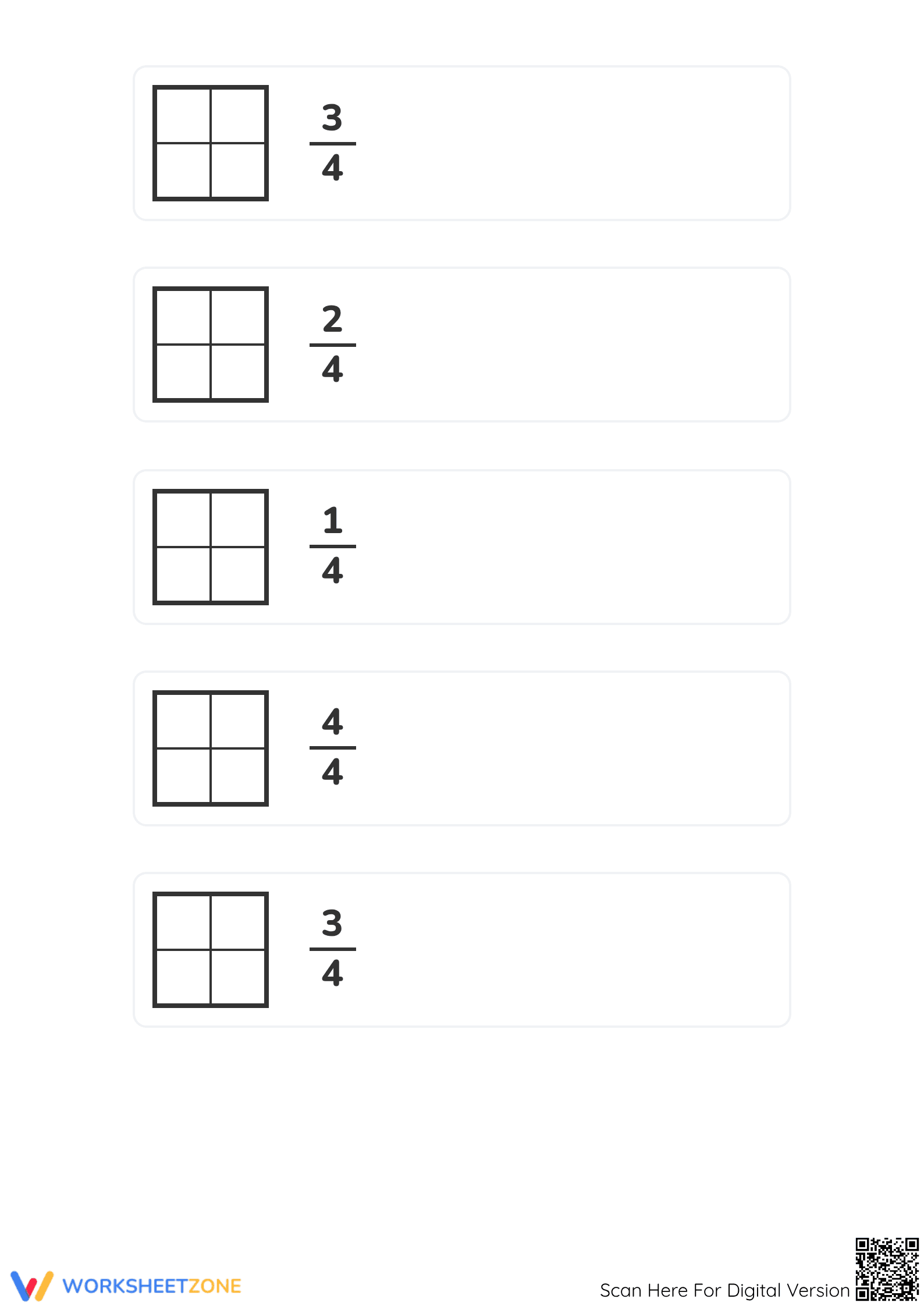 Printable Modeling Fractions with Rectangles | Grade 3 Math - Page 4