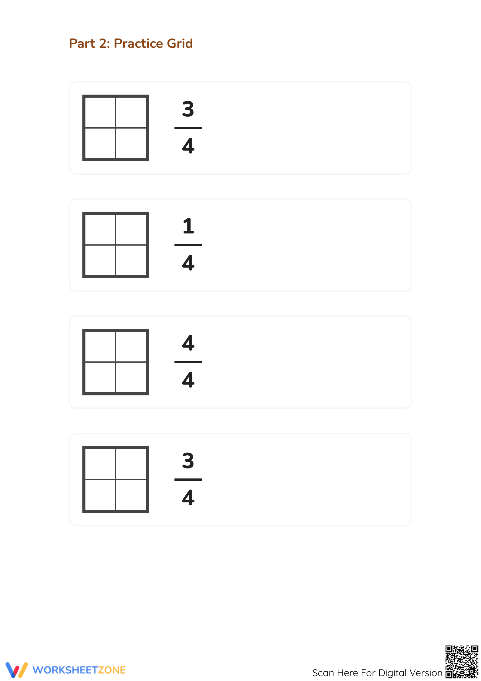 Modeling Fractions with Rectangles | Grade 3 Essential Sheet - Page 3