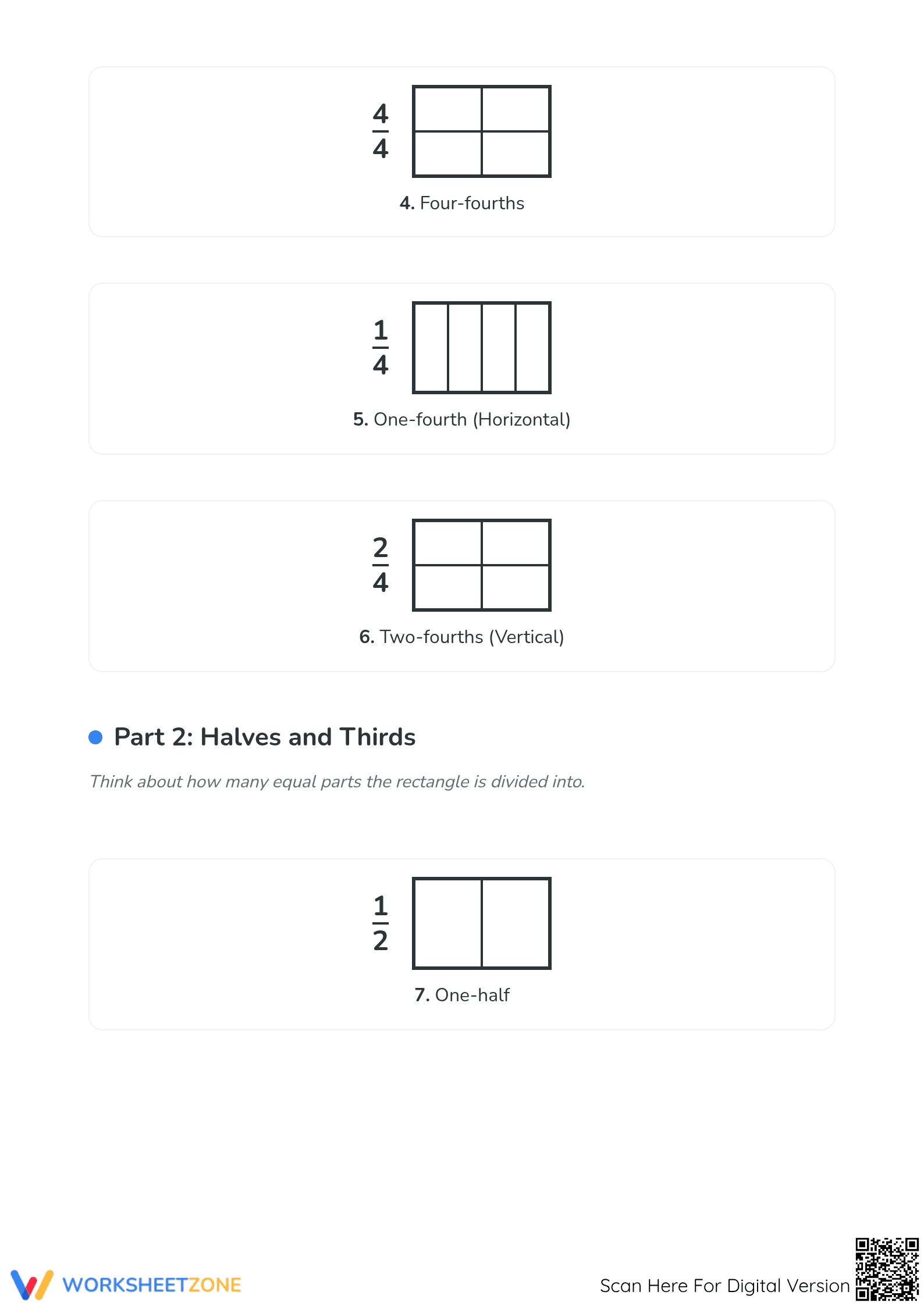 Essential Grade 3 Worksheet: Modeling Fractions with Rectangles - Page 2