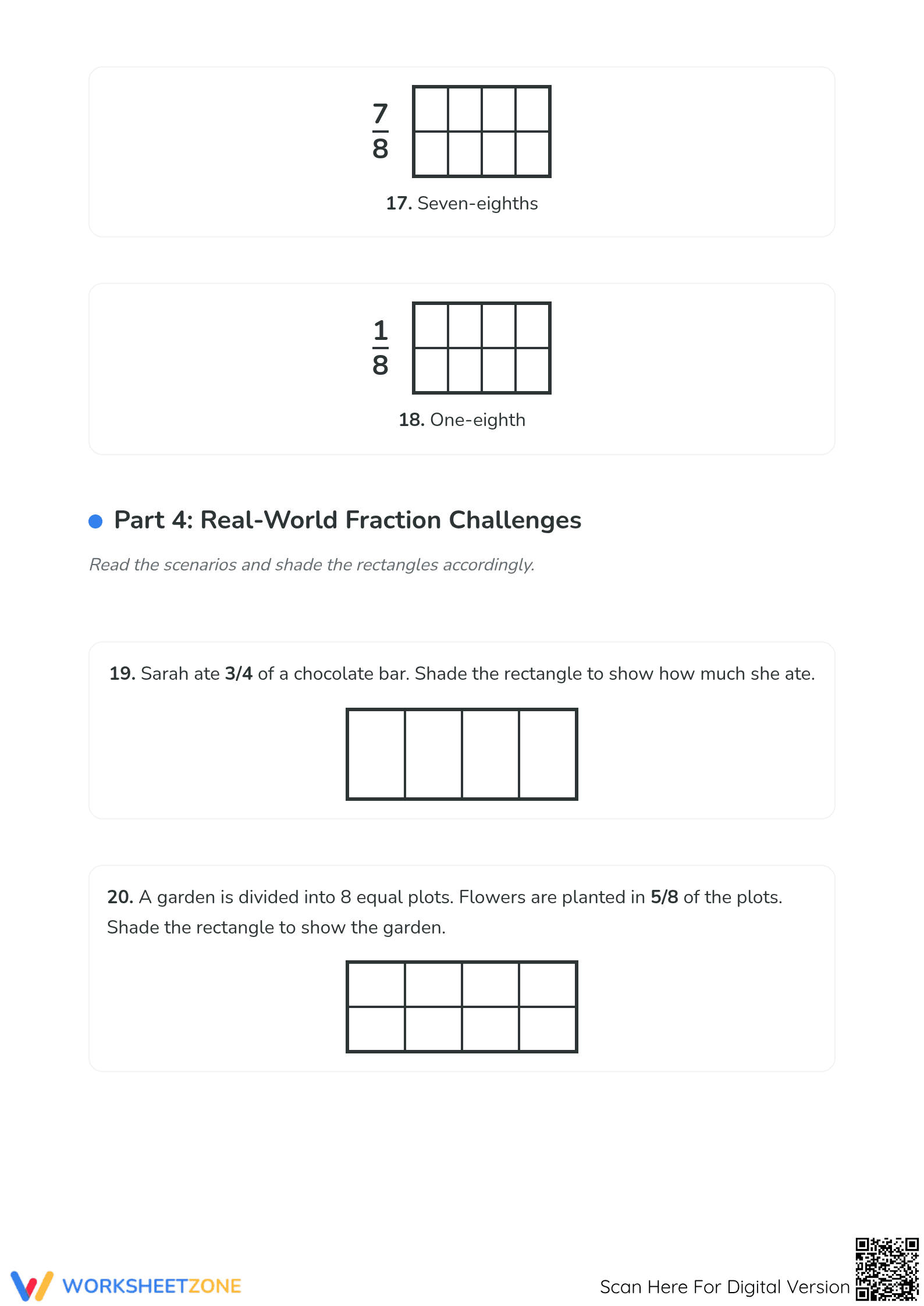 Essential Grade 3 Worksheet: Modeling Fractions with Rectangles - Page 5