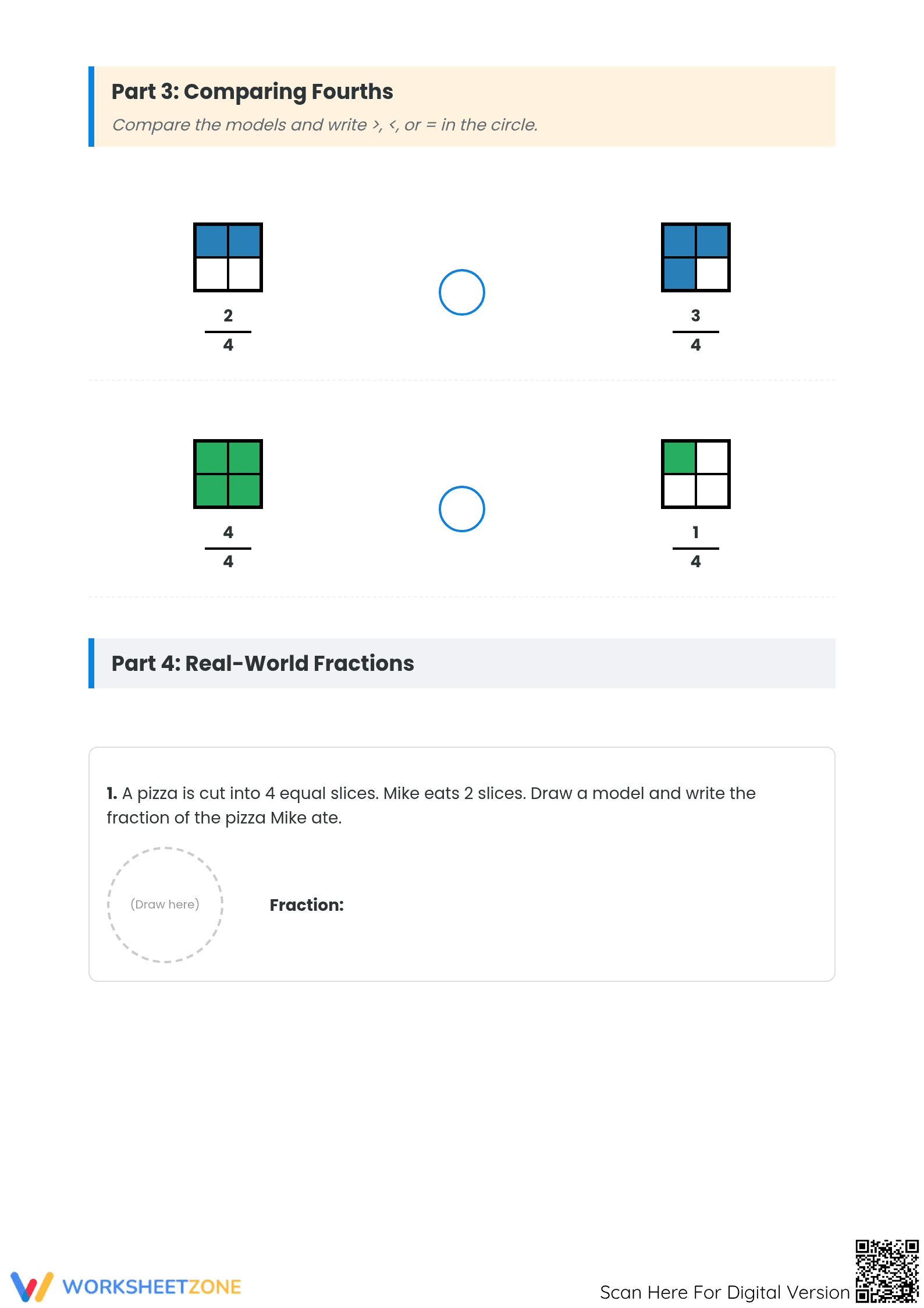 Modeling Fourths Worksheet | Essential Grade 3 Math - Page 2