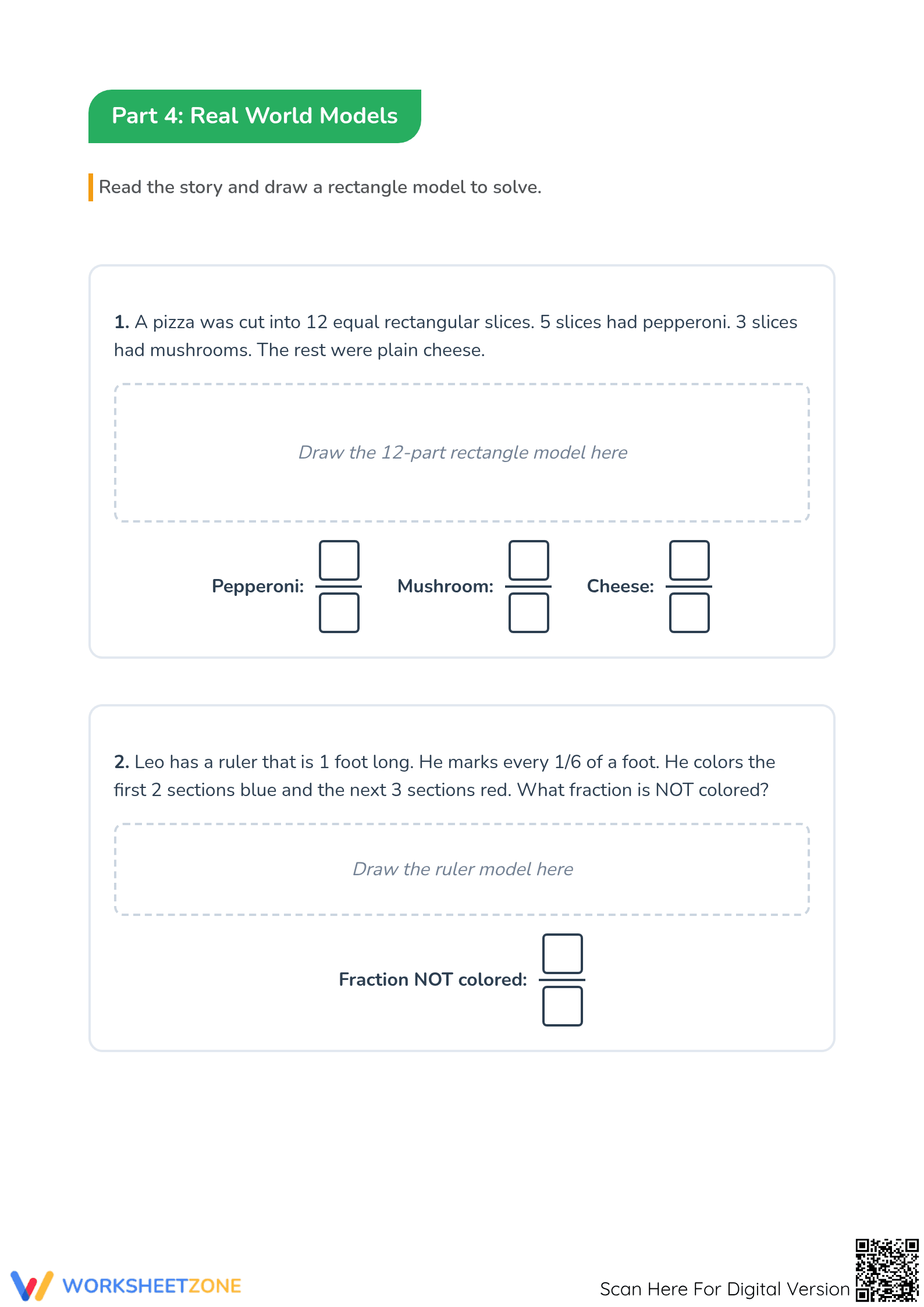 Printable Guide: Modeling Fractions with Rectangles - Grade 3 Math - Page 3