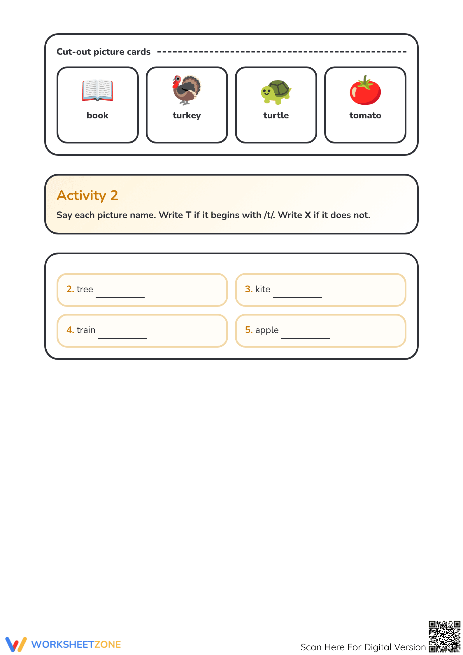 Grade K-1 Letter T Phonics — Printable No-Prep Worksheet - Page 2