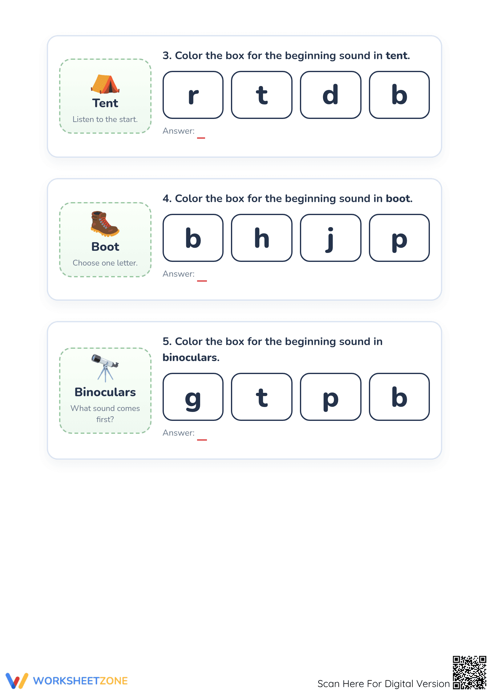 Printable Beginning Sounds Worksheet | Grade K-1 Phonics - Page 2