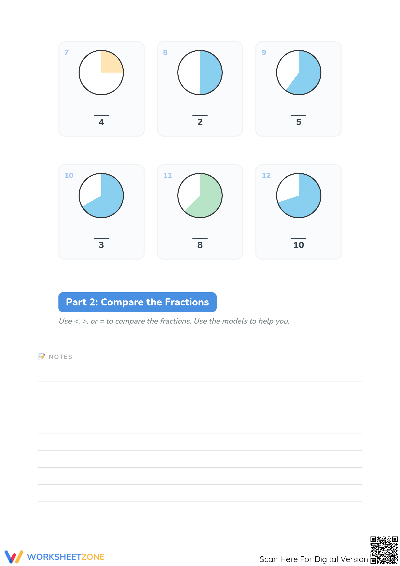 Essential Fraction Models Worksheet | Grade 3 Math - Page 2