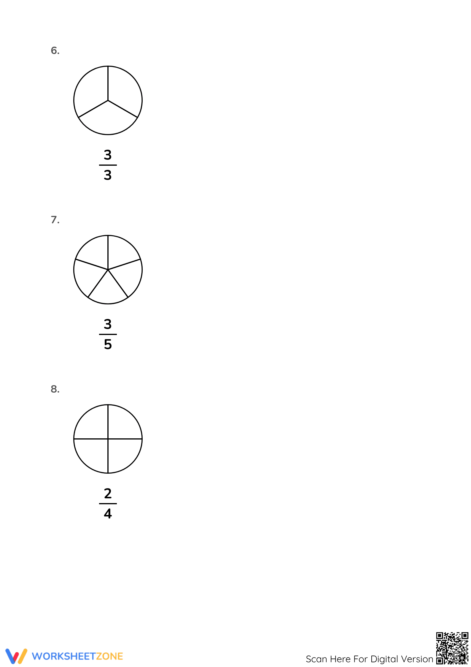 Printable Modeling Fractions with Circles | Grade 3 Aligned - Page 3