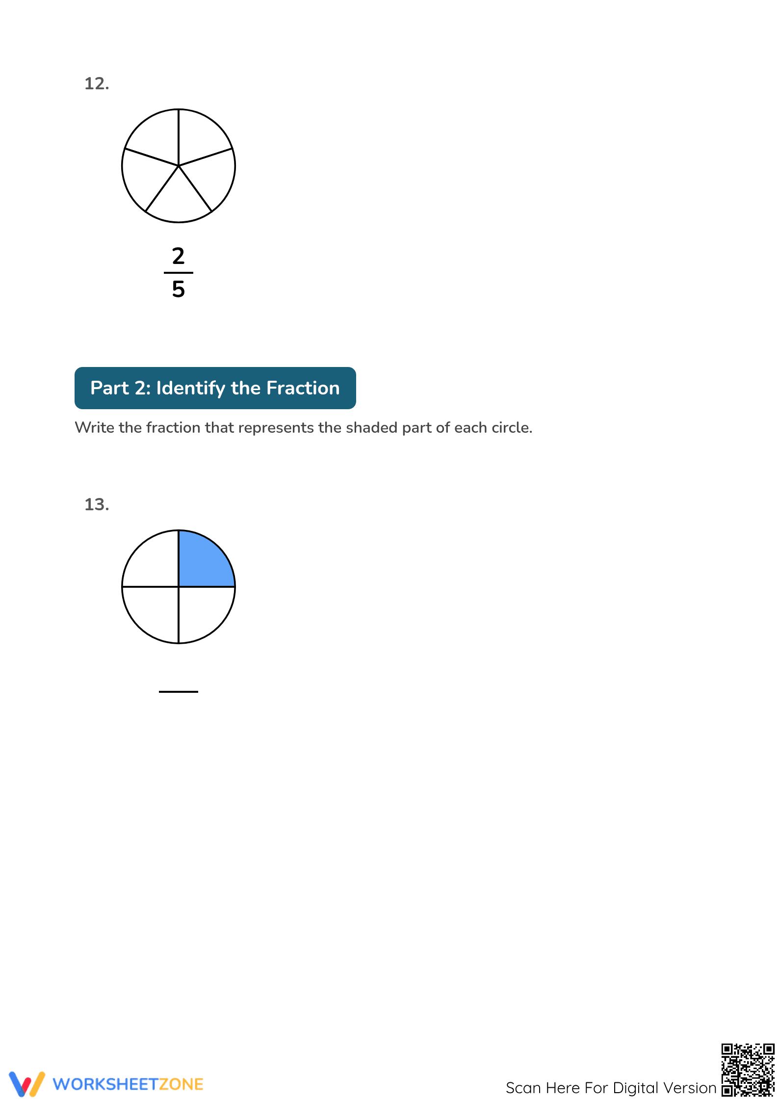 Printable Modeling Fractions with Circles | Grade 3 Aligned - Page 5