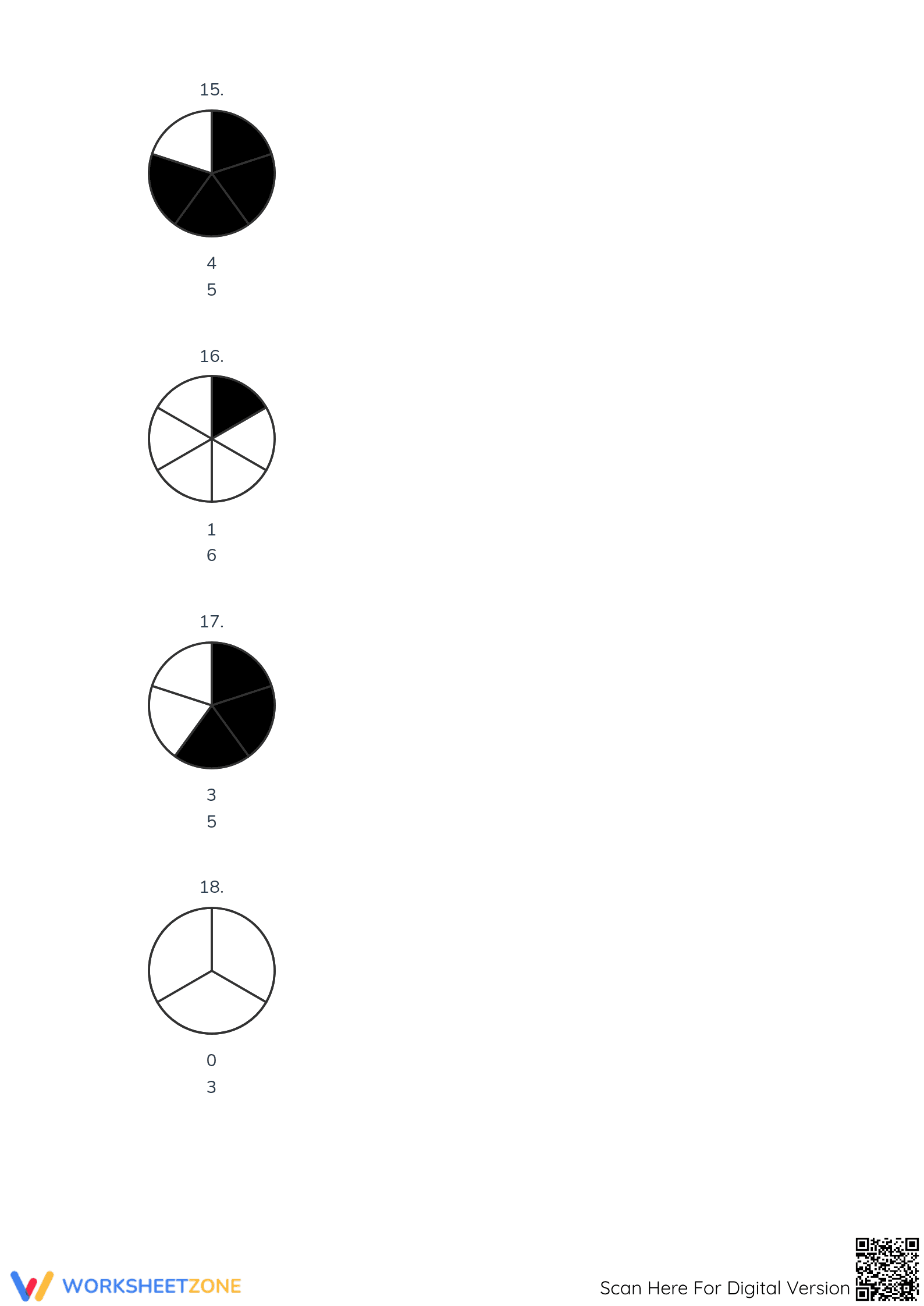 Printable Worksheet: Modeling Fractions with Circles (Grade 3) - Page 5
