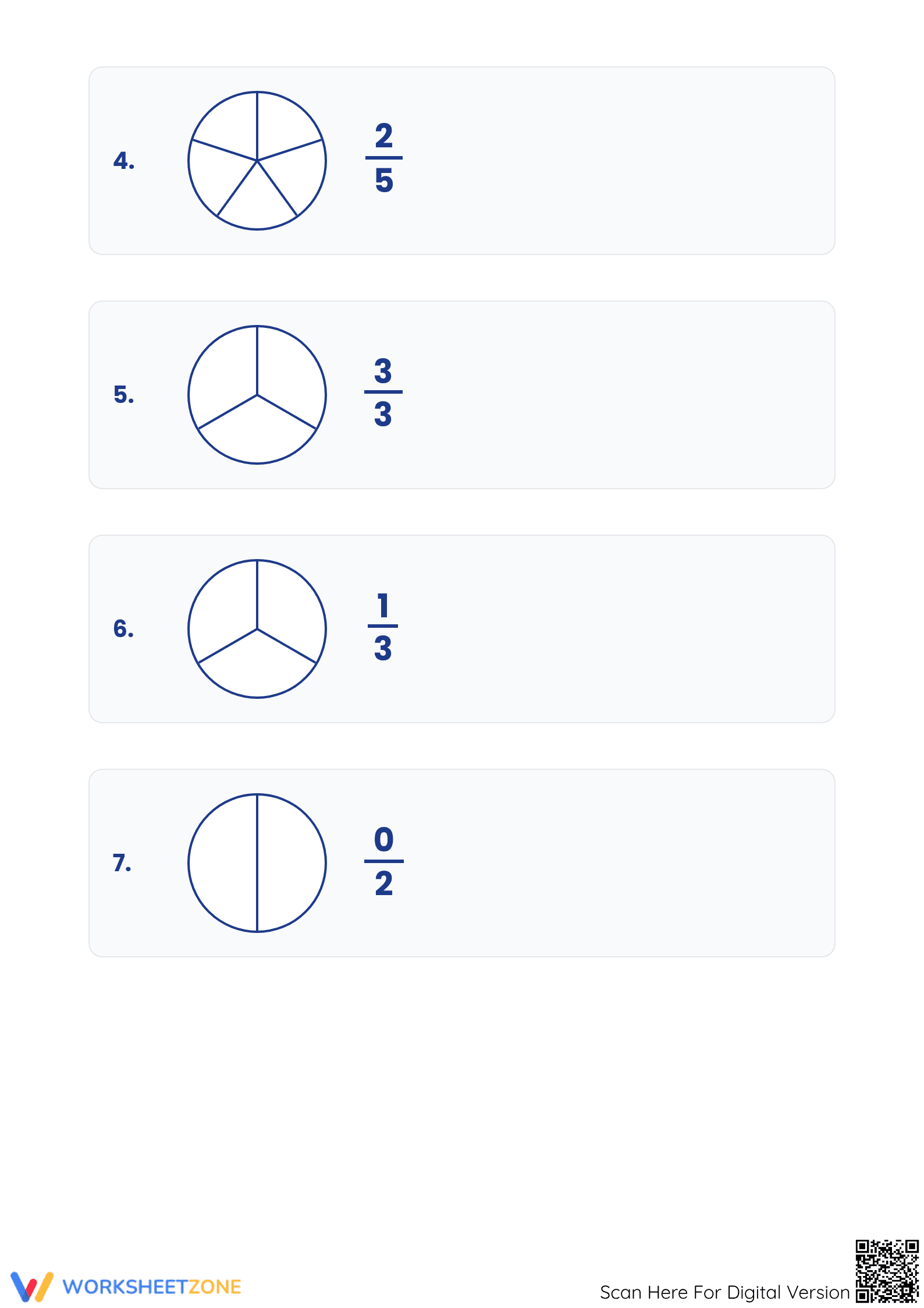 Modeling Fractions with Circles | Printable Grade 3 Math - Page 2