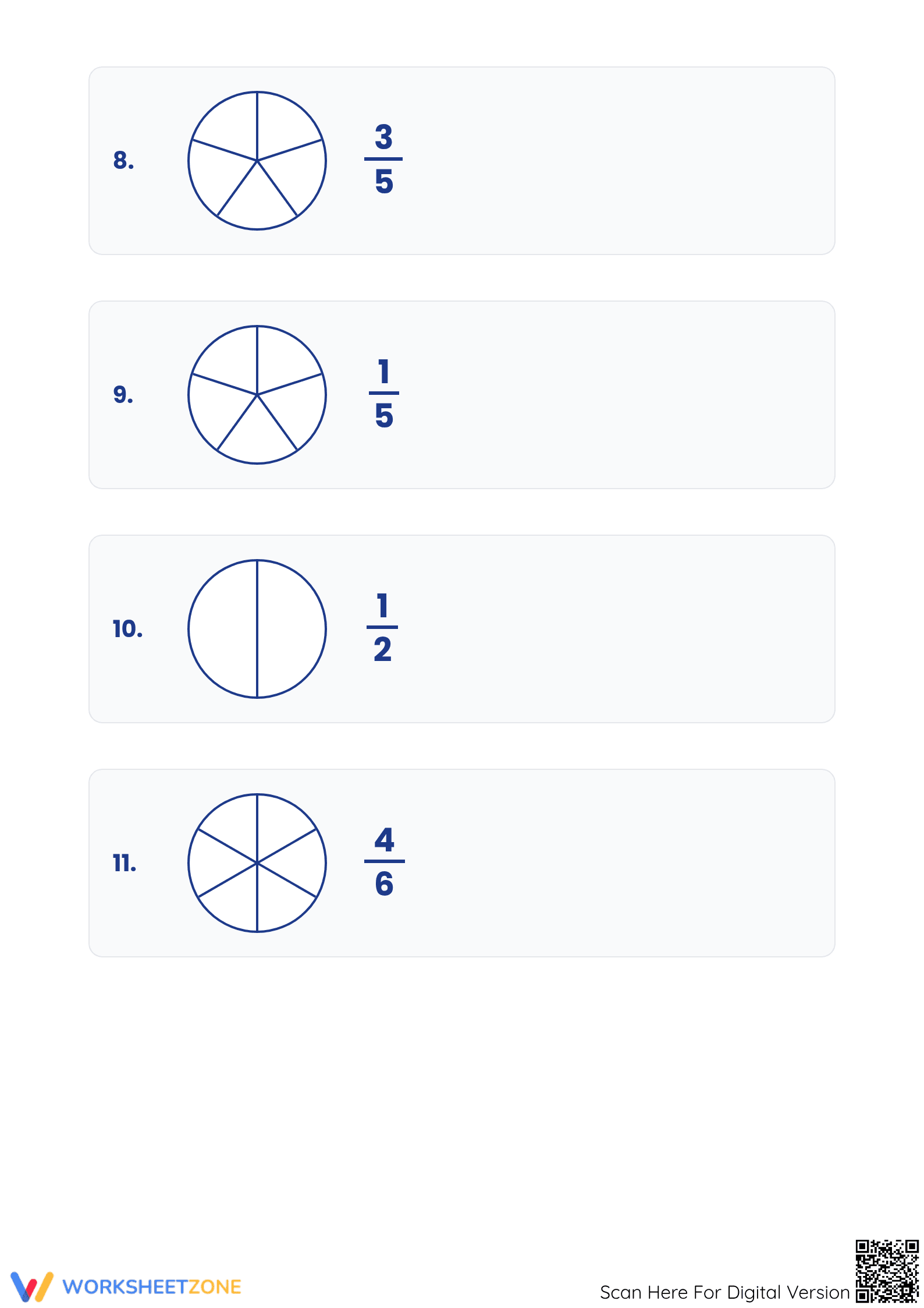 Modeling Fractions with Circles | Printable Grade 3 Math - Page 3