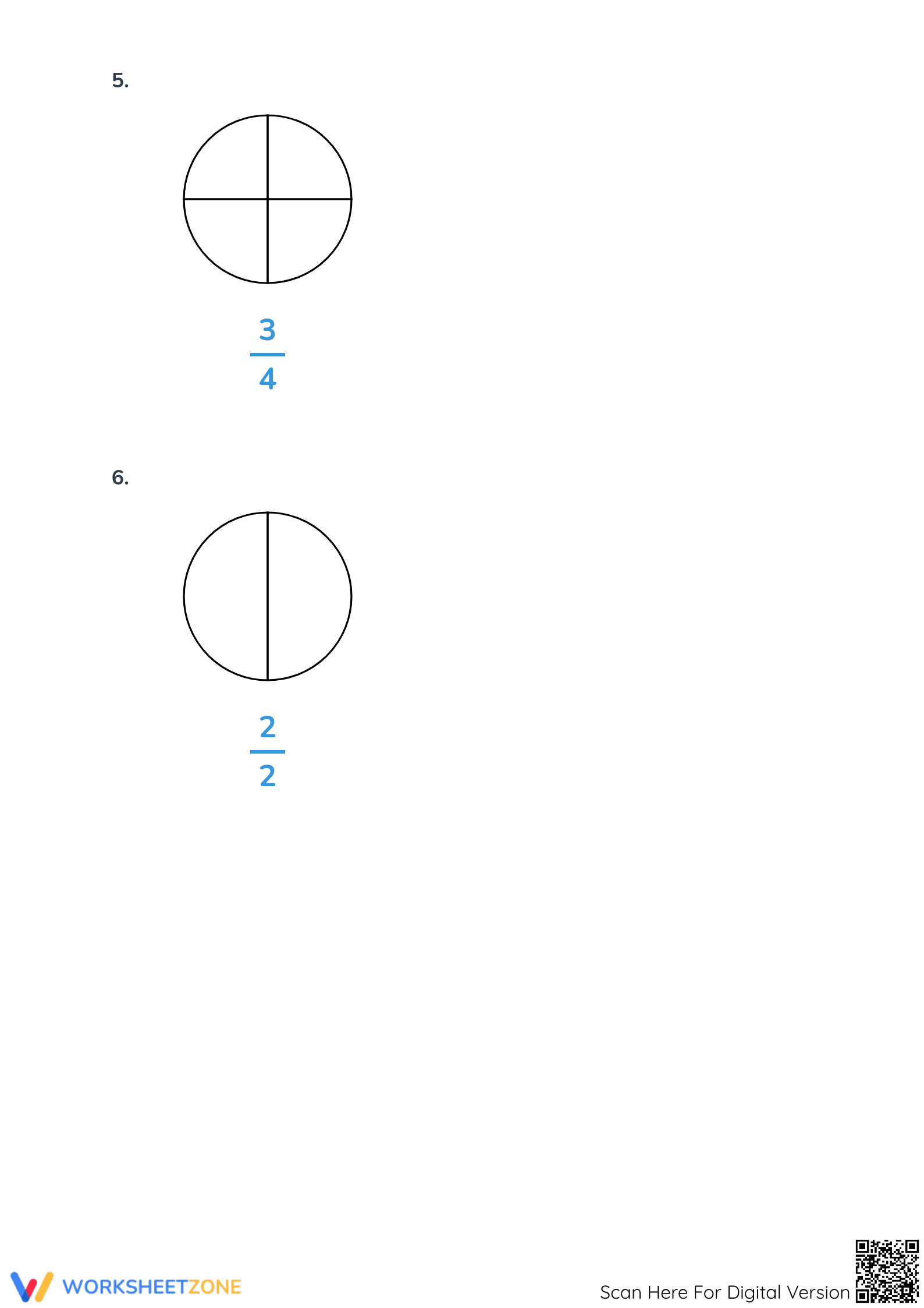 Modeling Fractions with Circles - Printable Grade 3 Math - Page 3