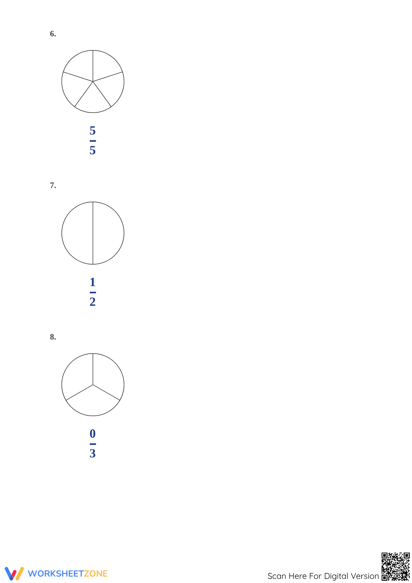 Modeling Fractions with Circles Worksheet | Printable Math - Page 3
