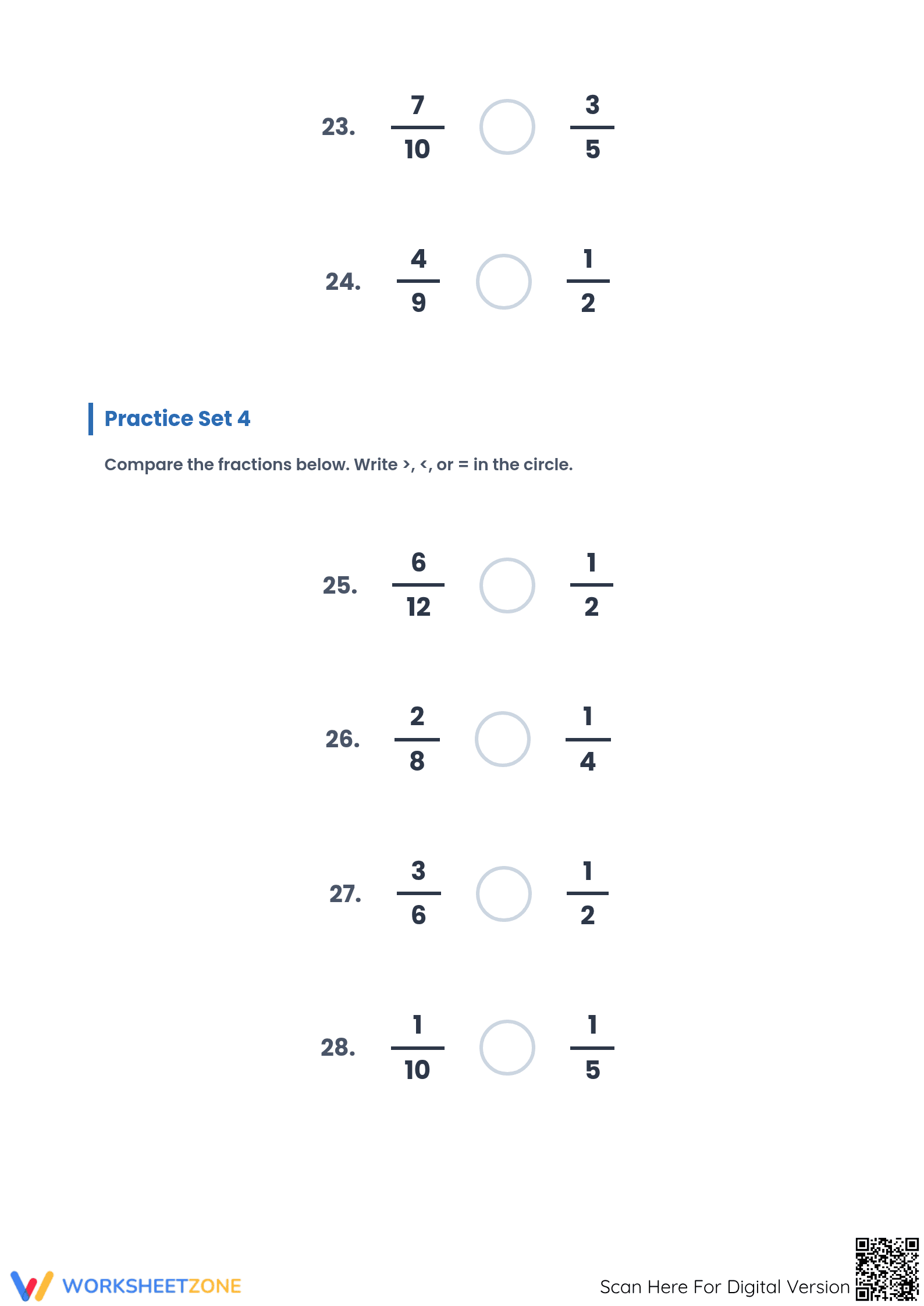 Essential Comparing Simple Fractions Worksheet | Grades 3-5 - Page 5
