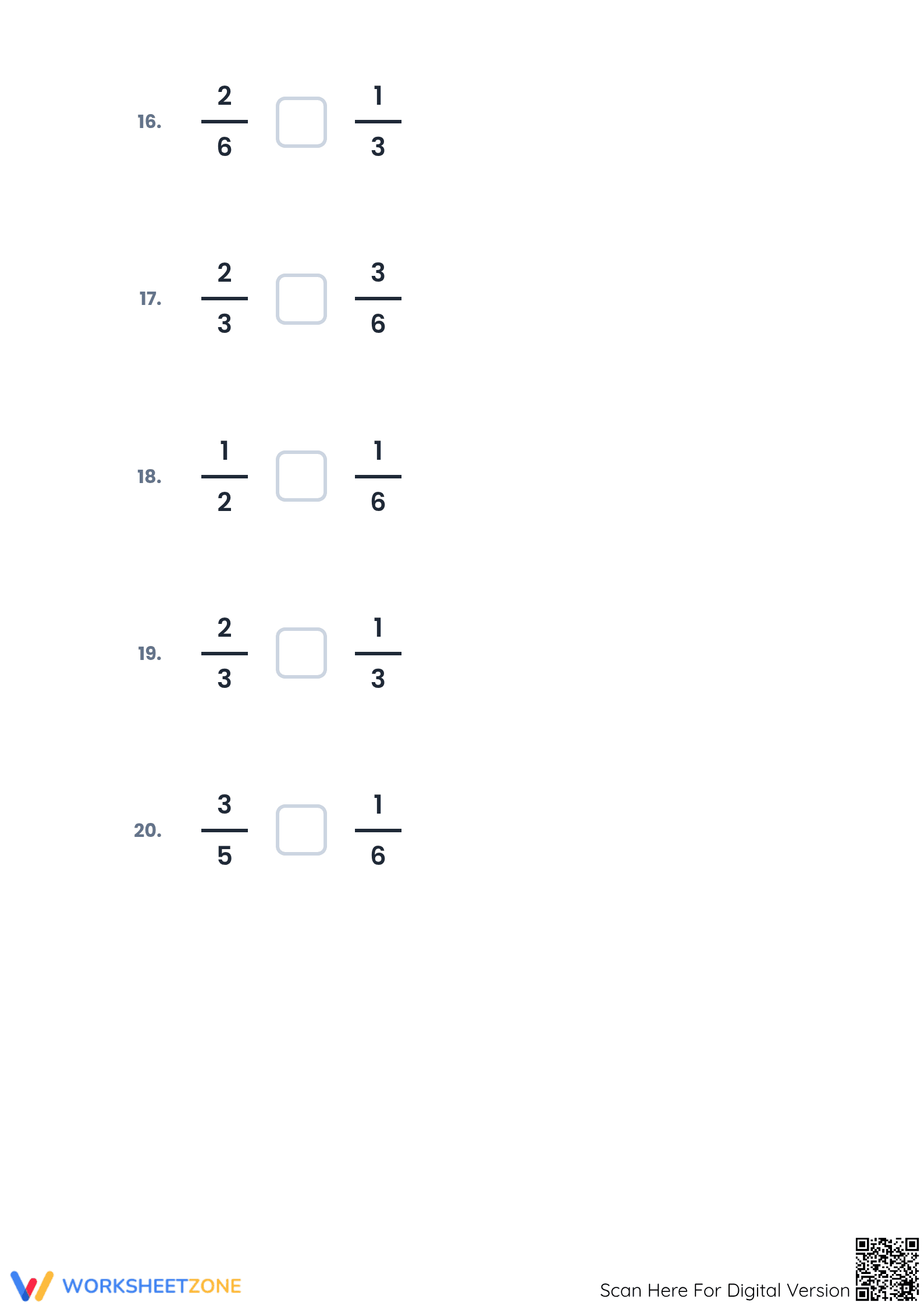 Printable Comparing Fractions Worksheet | Grade 4 Math - Page 4