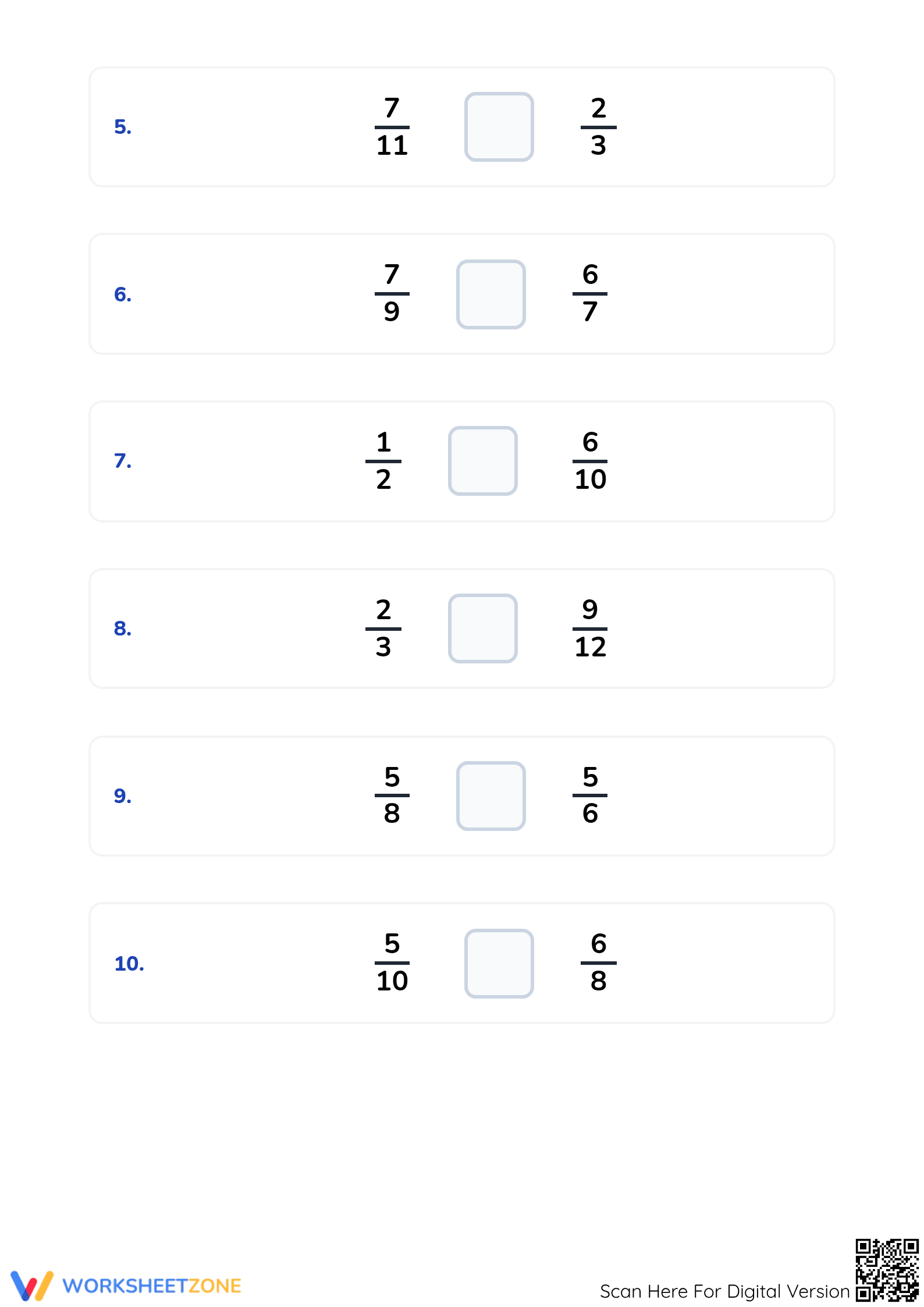 Essential Comparing Fractions Worksheet | Grade 4 Math - Page 2