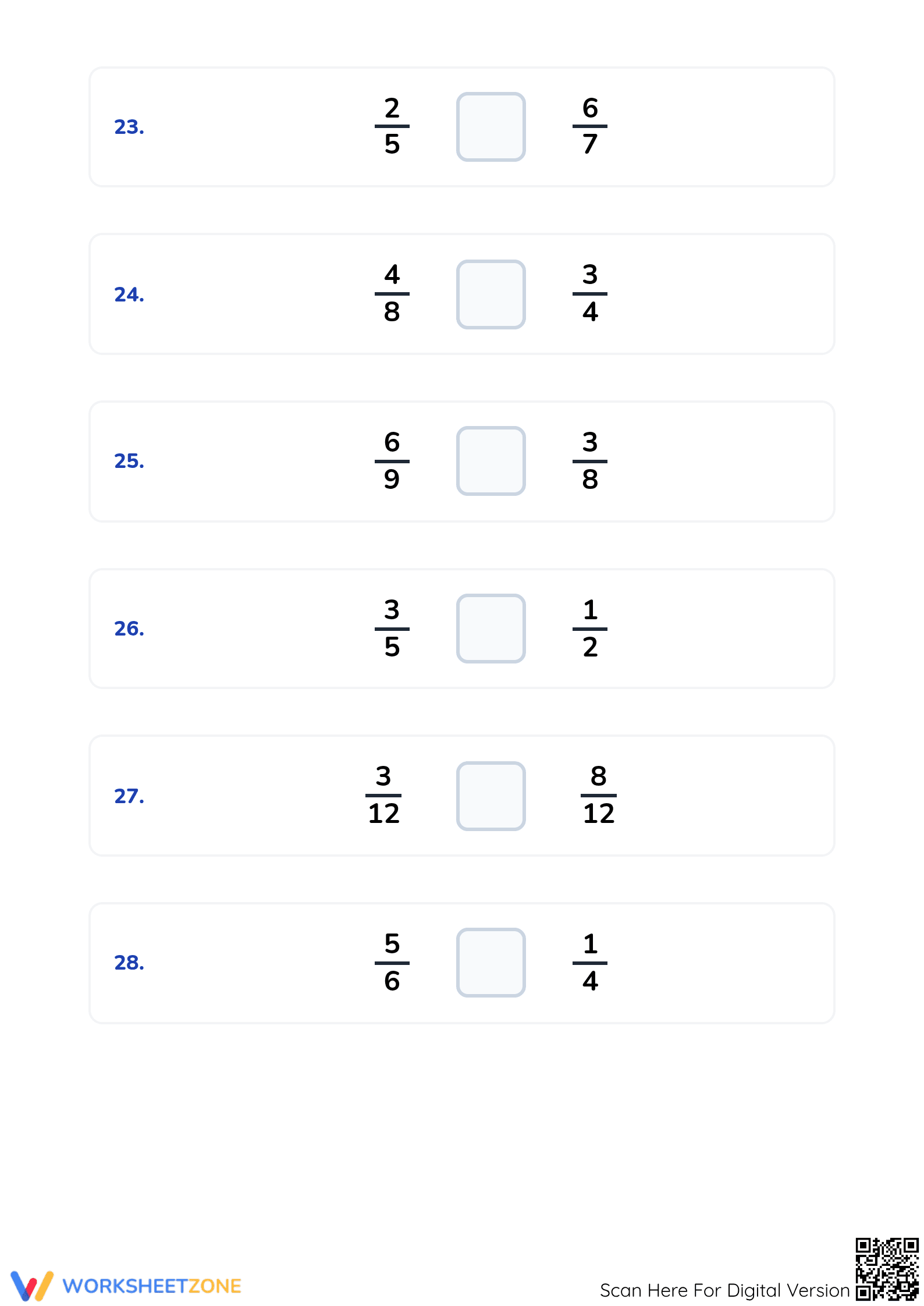 Essential Comparing Fractions Worksheet | Grade 4 Math - Page 5