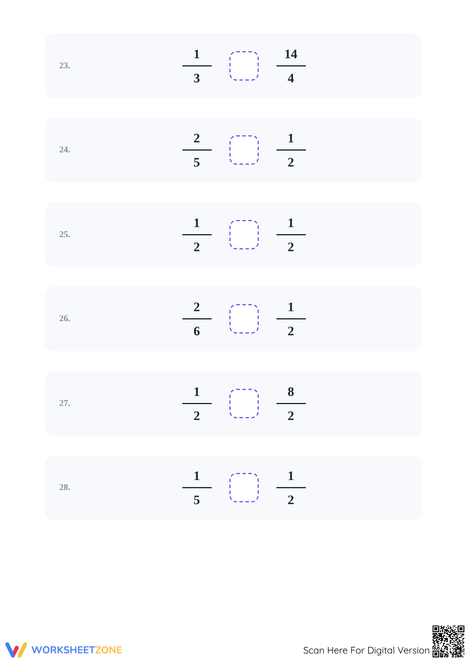 Printable Comparing Simple and Improper Fractions Worksheet - Page 5