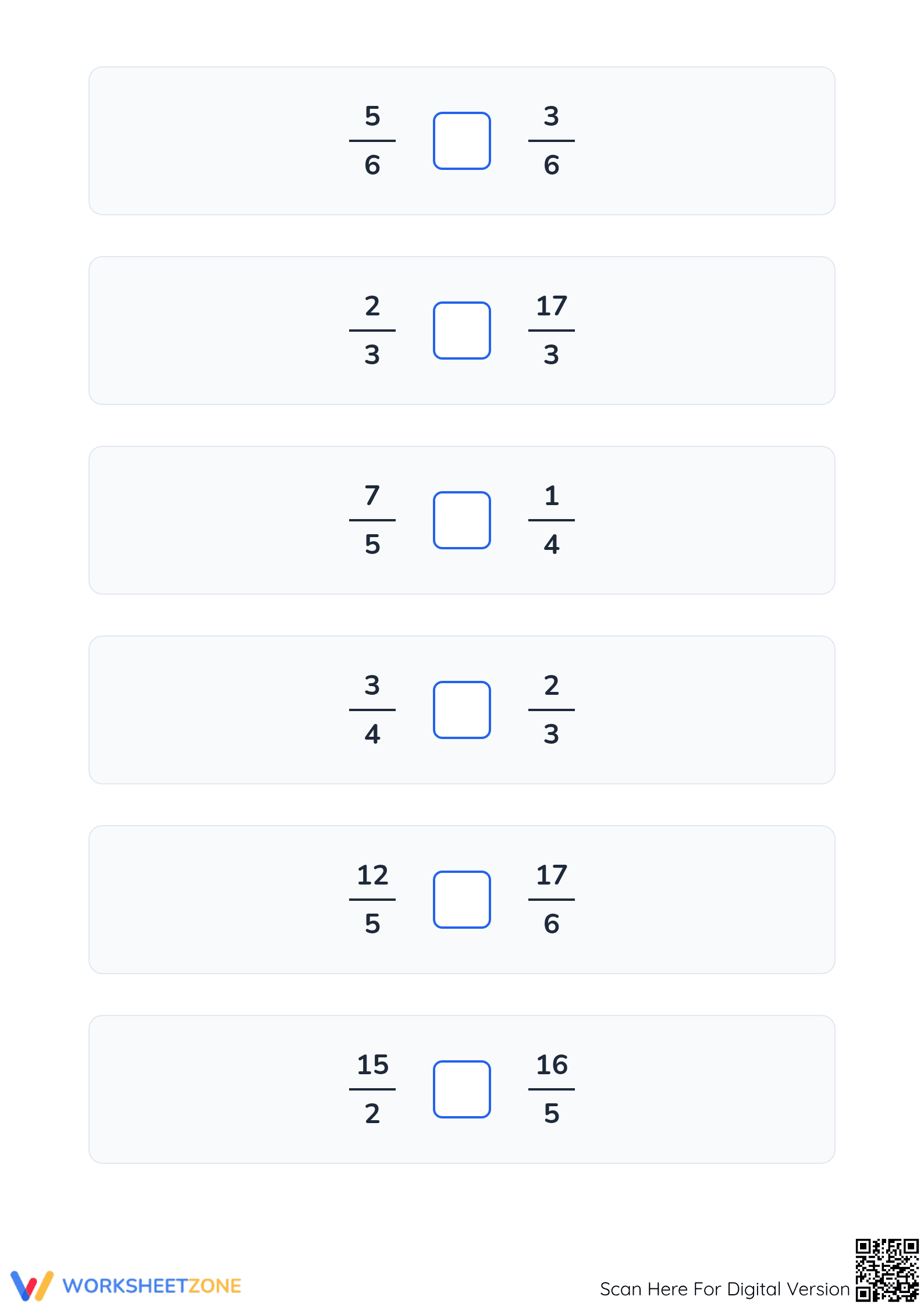 Essential Comparing Simple and Improper Fractions Worksheet - Page 2
