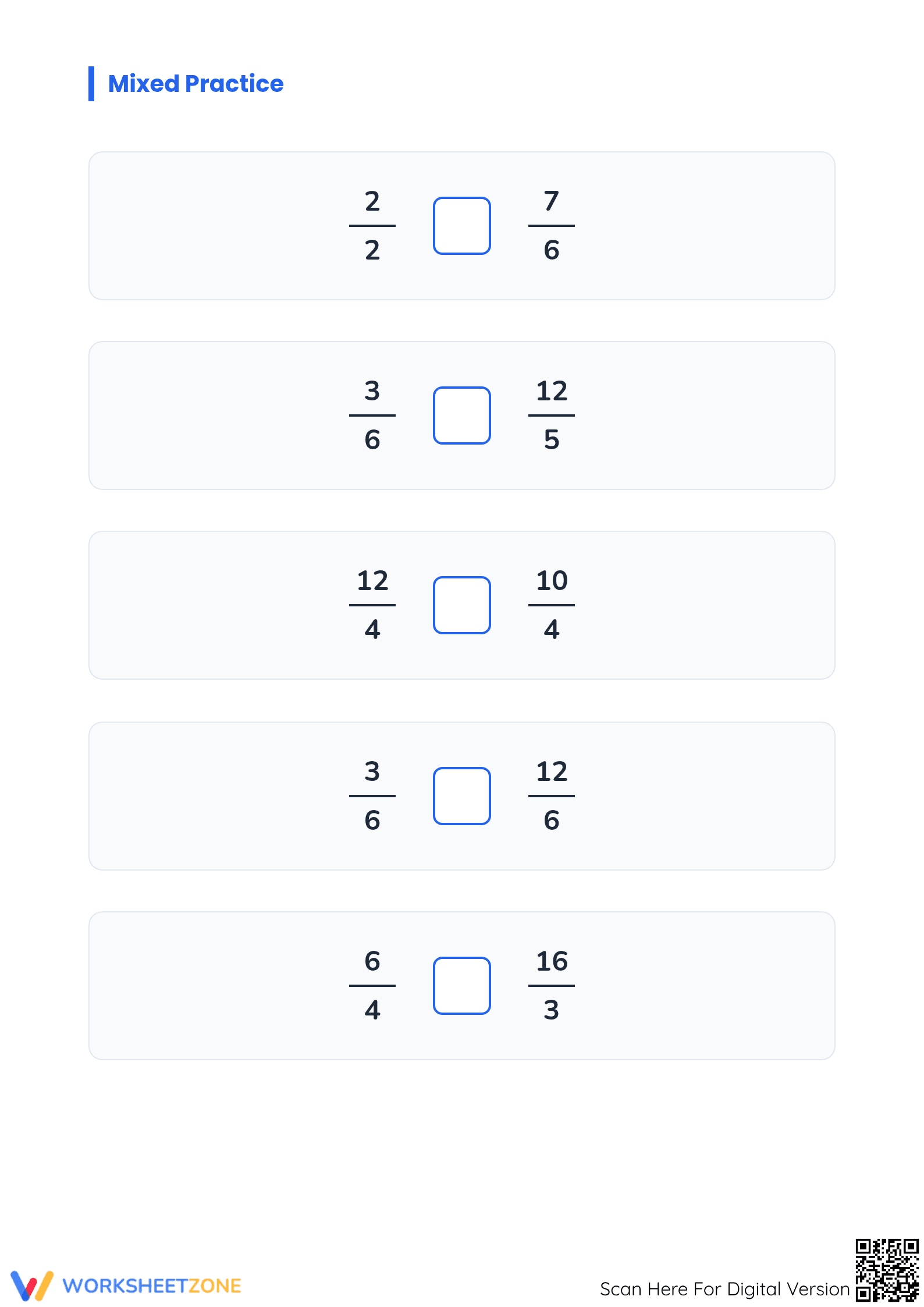 Essential Comparing Simple and Improper Fractions Worksheet - Page 3