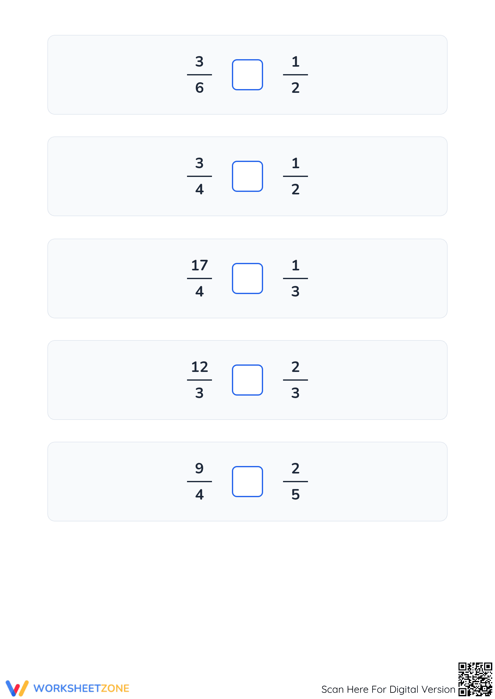 Essential Comparing Simple and Improper Fractions Worksheet - Page 4