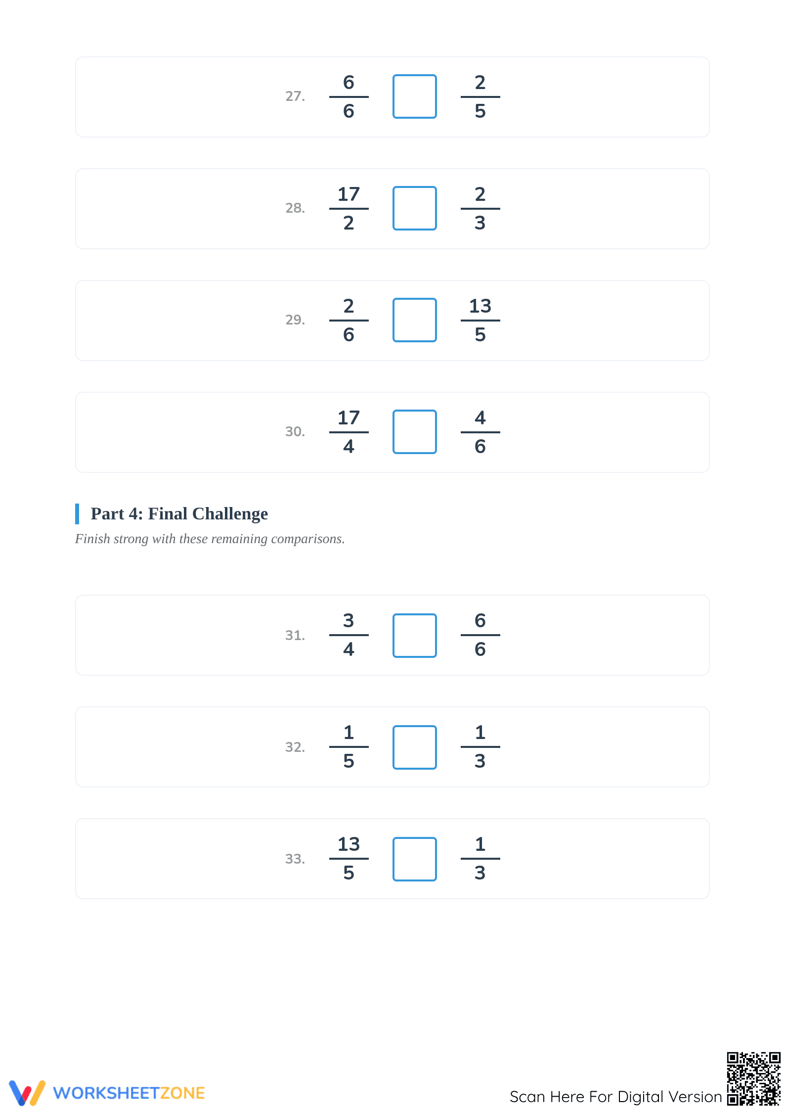 Essential Comparing Simple and Improper Fractions Worksheet - Page 5
