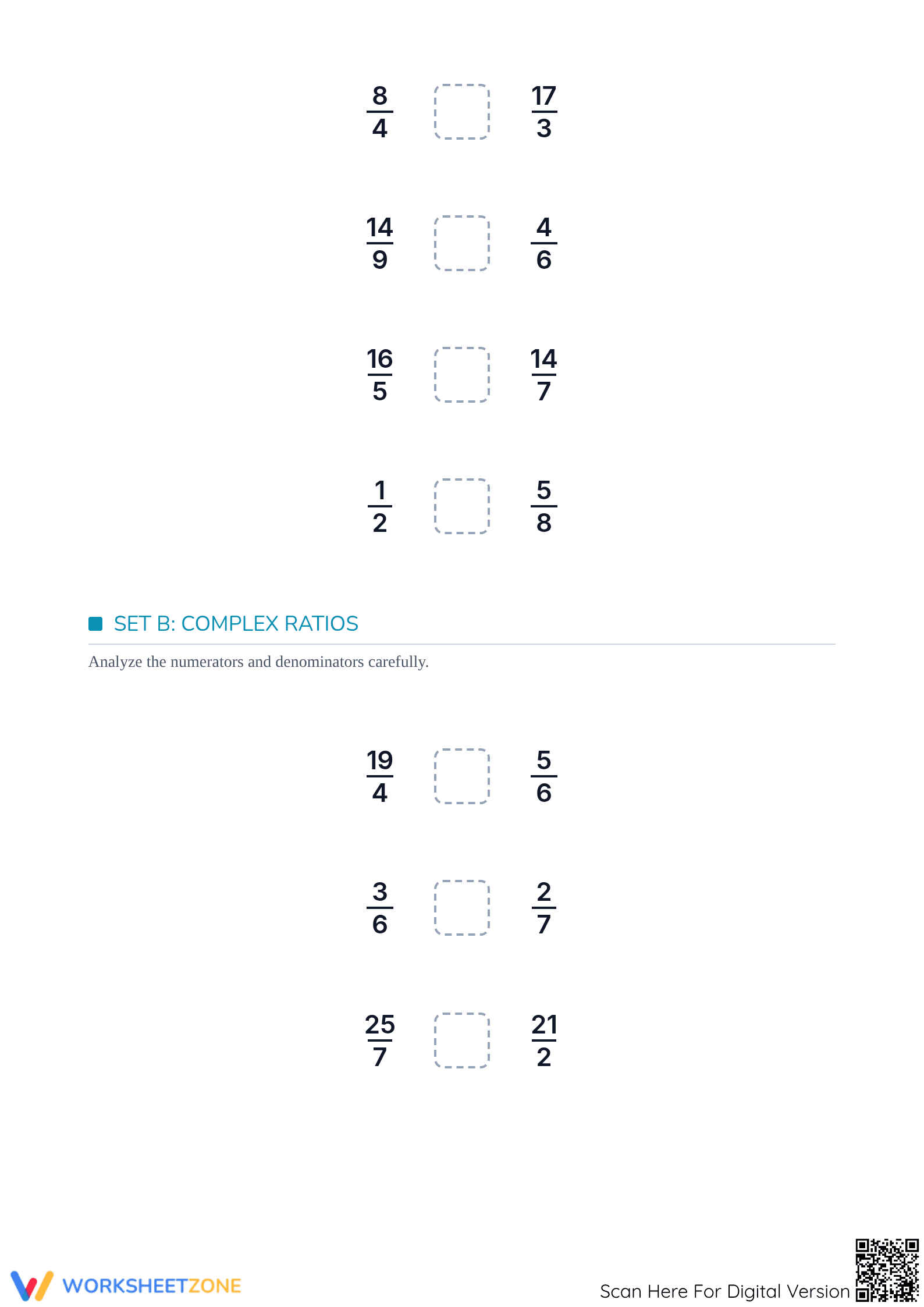 Printable Comparing Simple and Improper Fractions Worksheet - Page 2