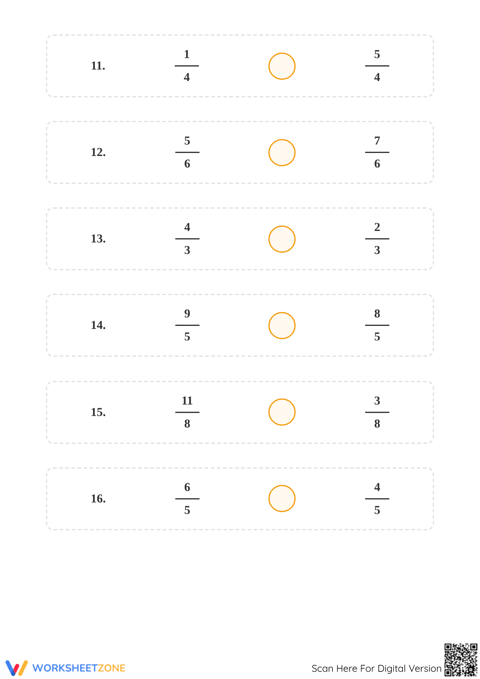 Essential Comparing Simple and Improper Fractions Worksheet - Page 3