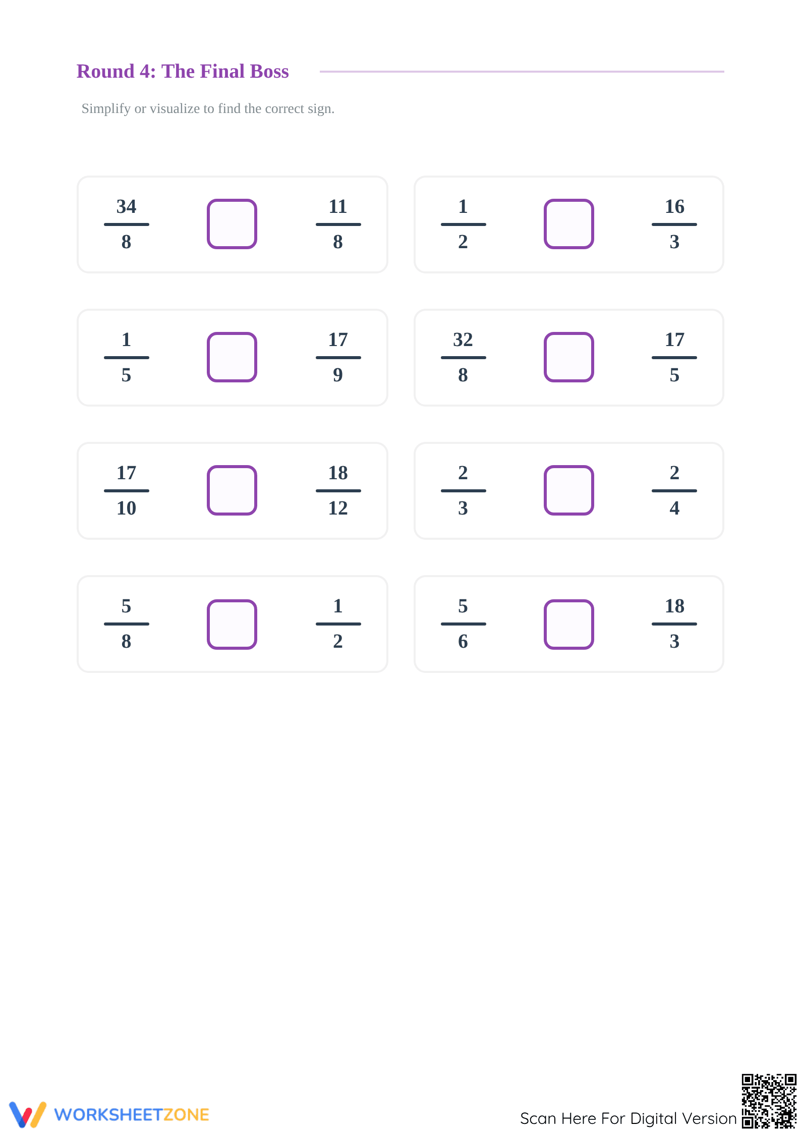 Printable Comparing Simple and Improper Fractions Worksheet - Page 3