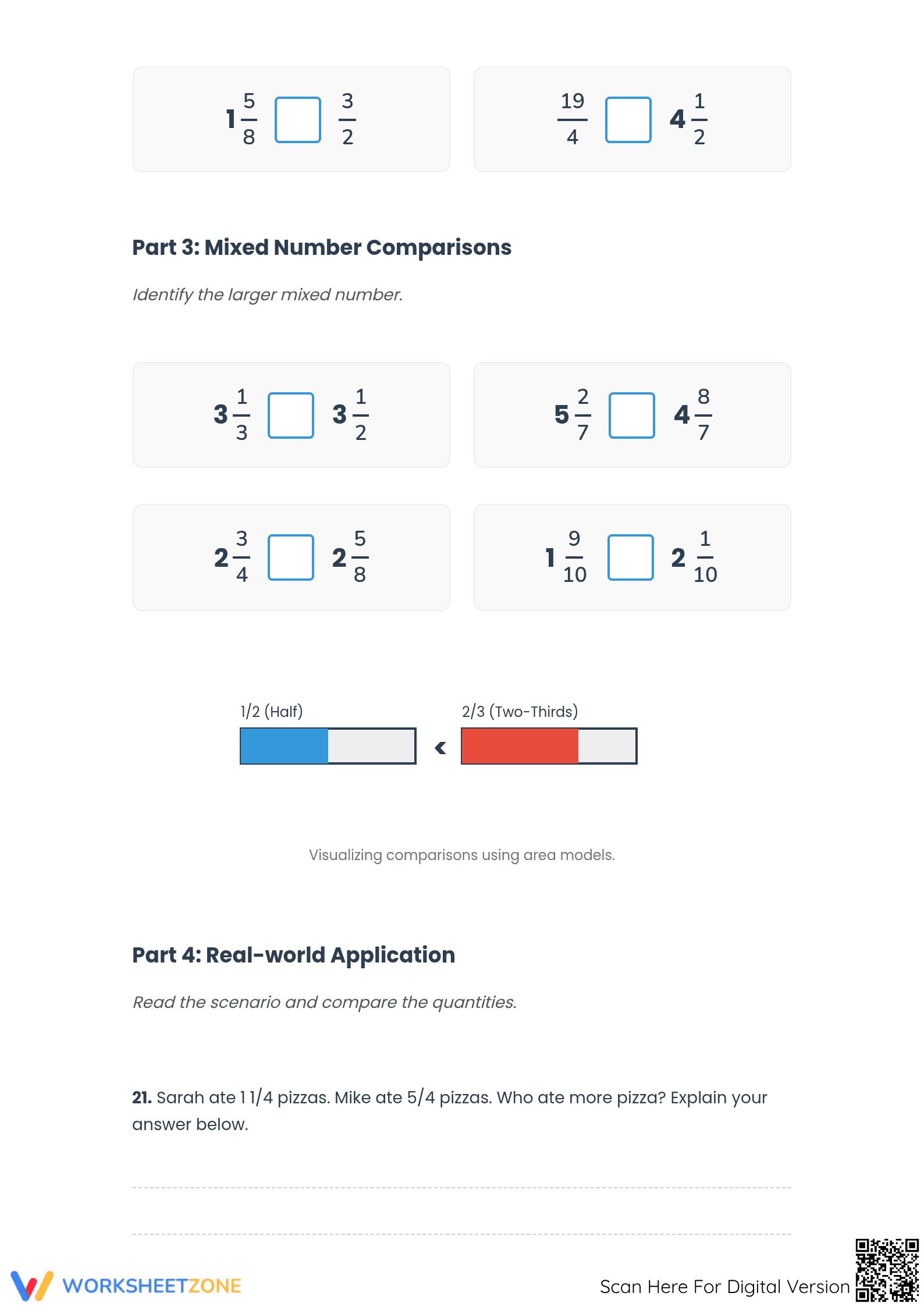 Grade 4 Comparing Fractions — Printable No-Prep Worksheet - Page 2