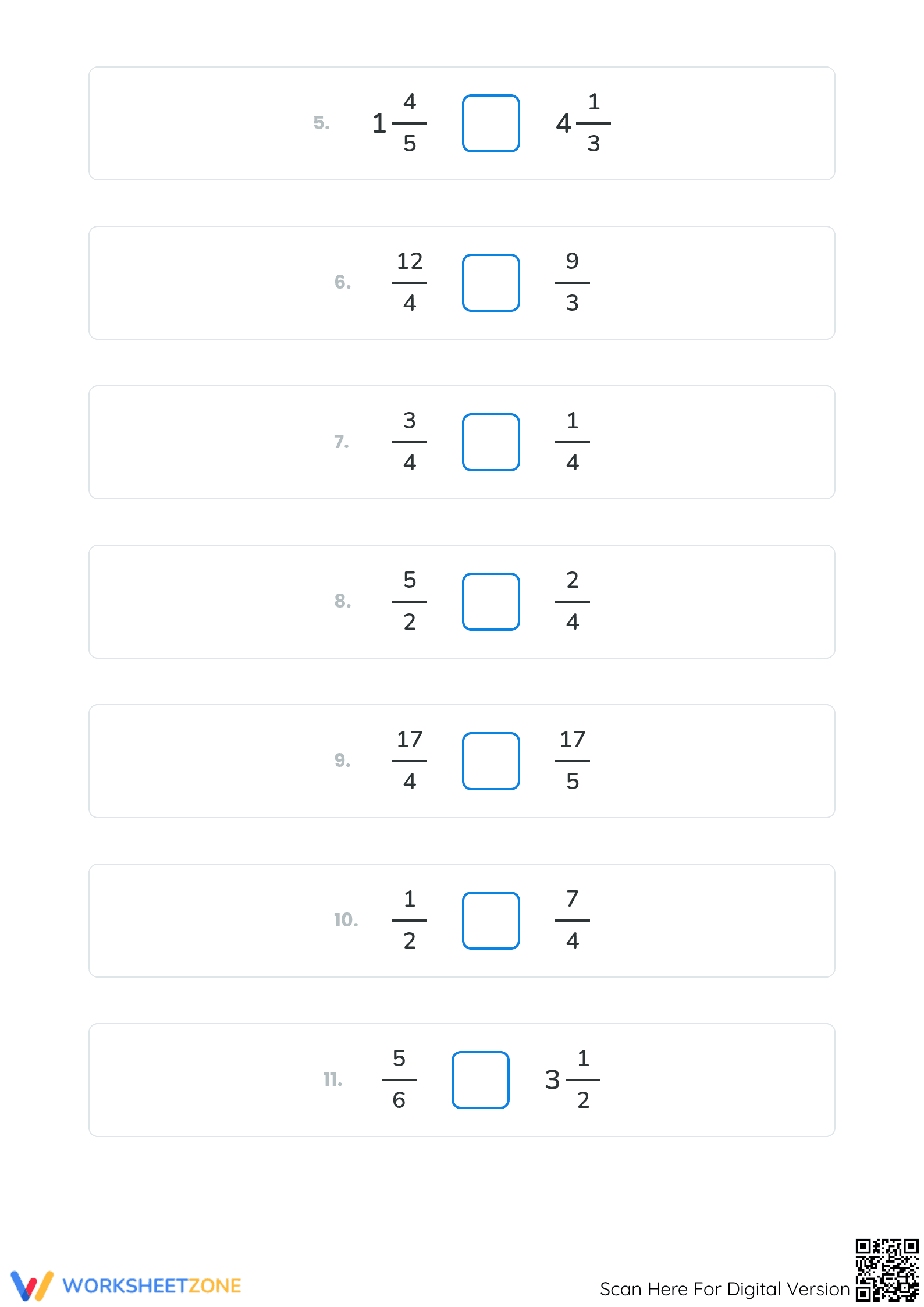 Essential Comparing Fractions Worksheet | Grade 4-5 Math - Page 2