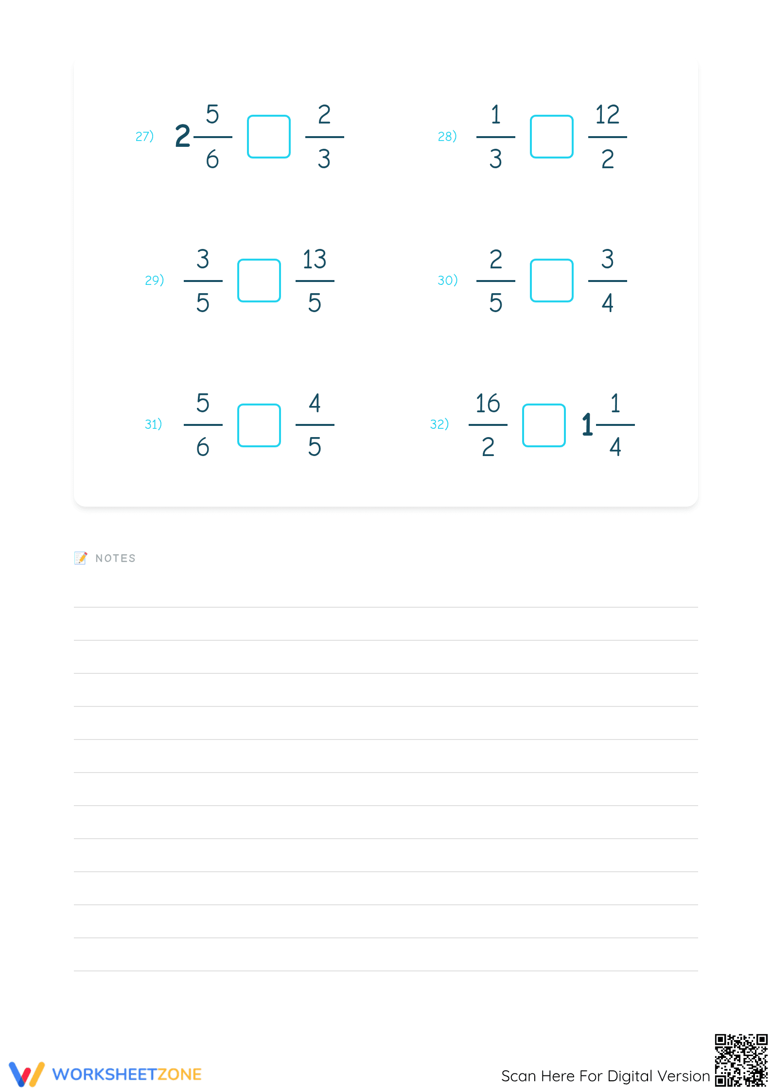 Printable Comparing Simple and Mixed Fractions Worksheet - Page 4