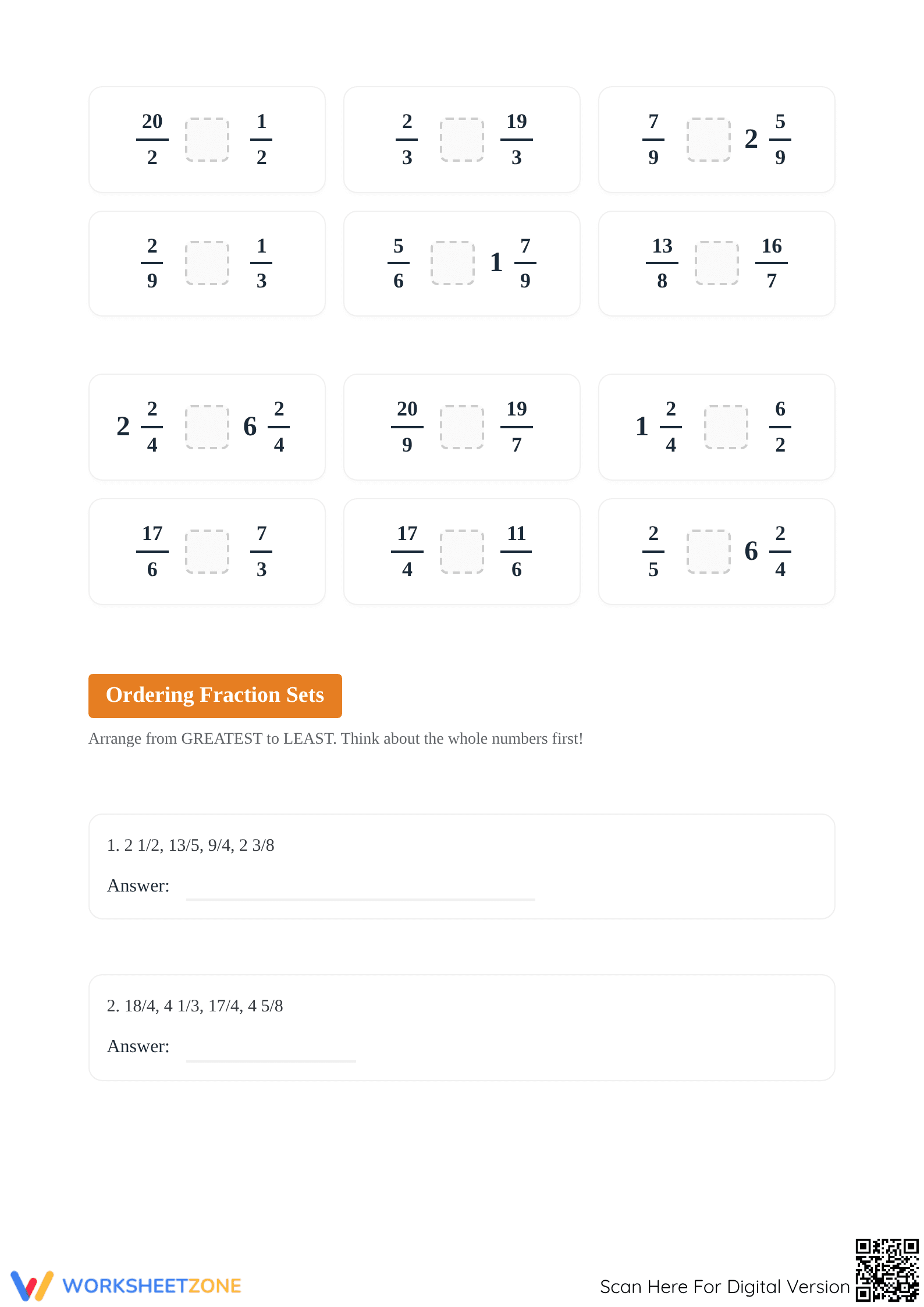 Comparing Fractions Worksheet | Essential Grade 4-5 Math - Page 3