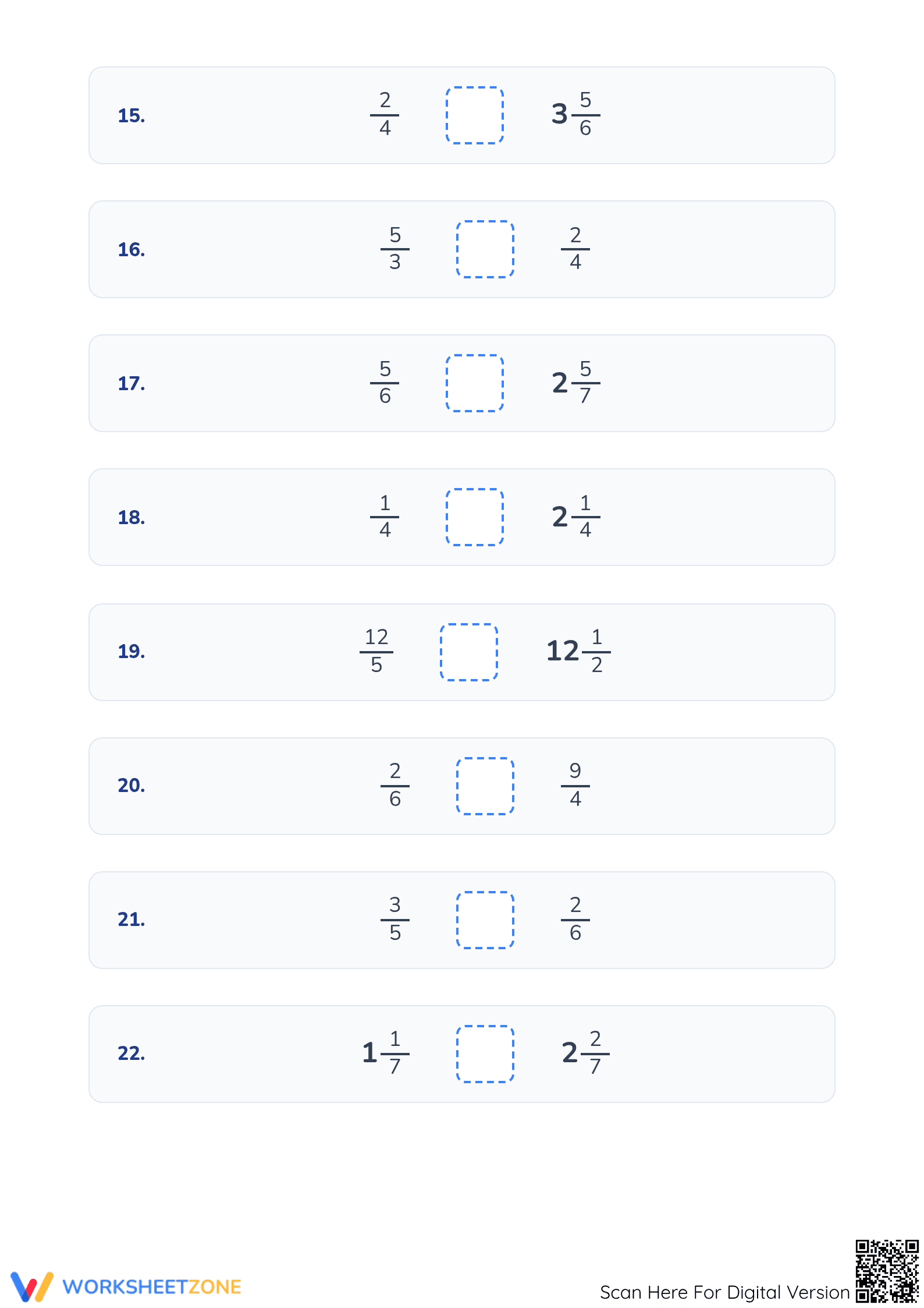 Comparing Fractions Worksheet | Grade 4 Printable Essential - Page 3