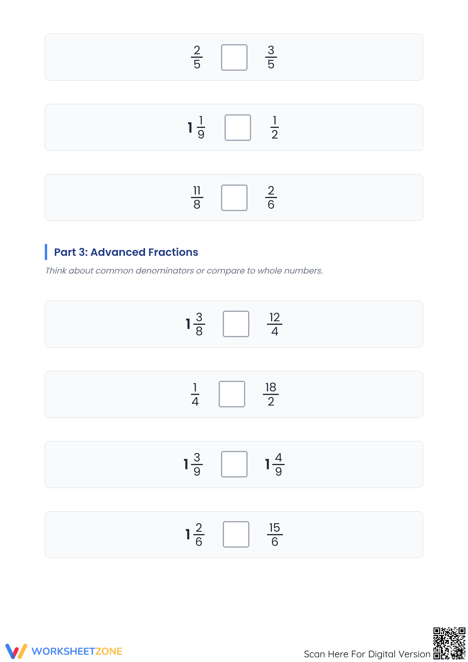 Printable Comparing Fractions Worksheet | Essential Grade 4 - Page 3