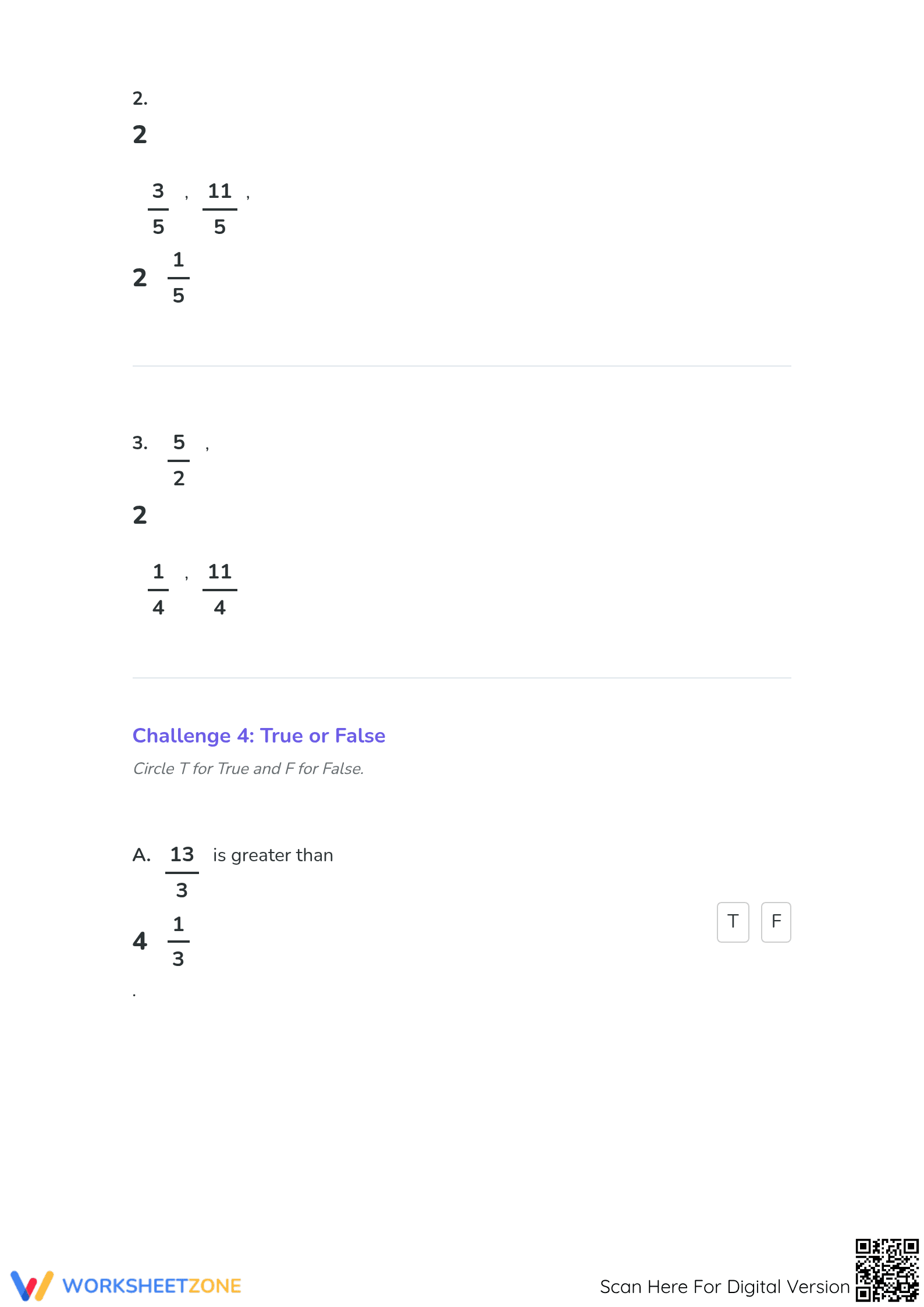 Essential Mixed and Improper Fractions Comparison Worksheet - Page 3