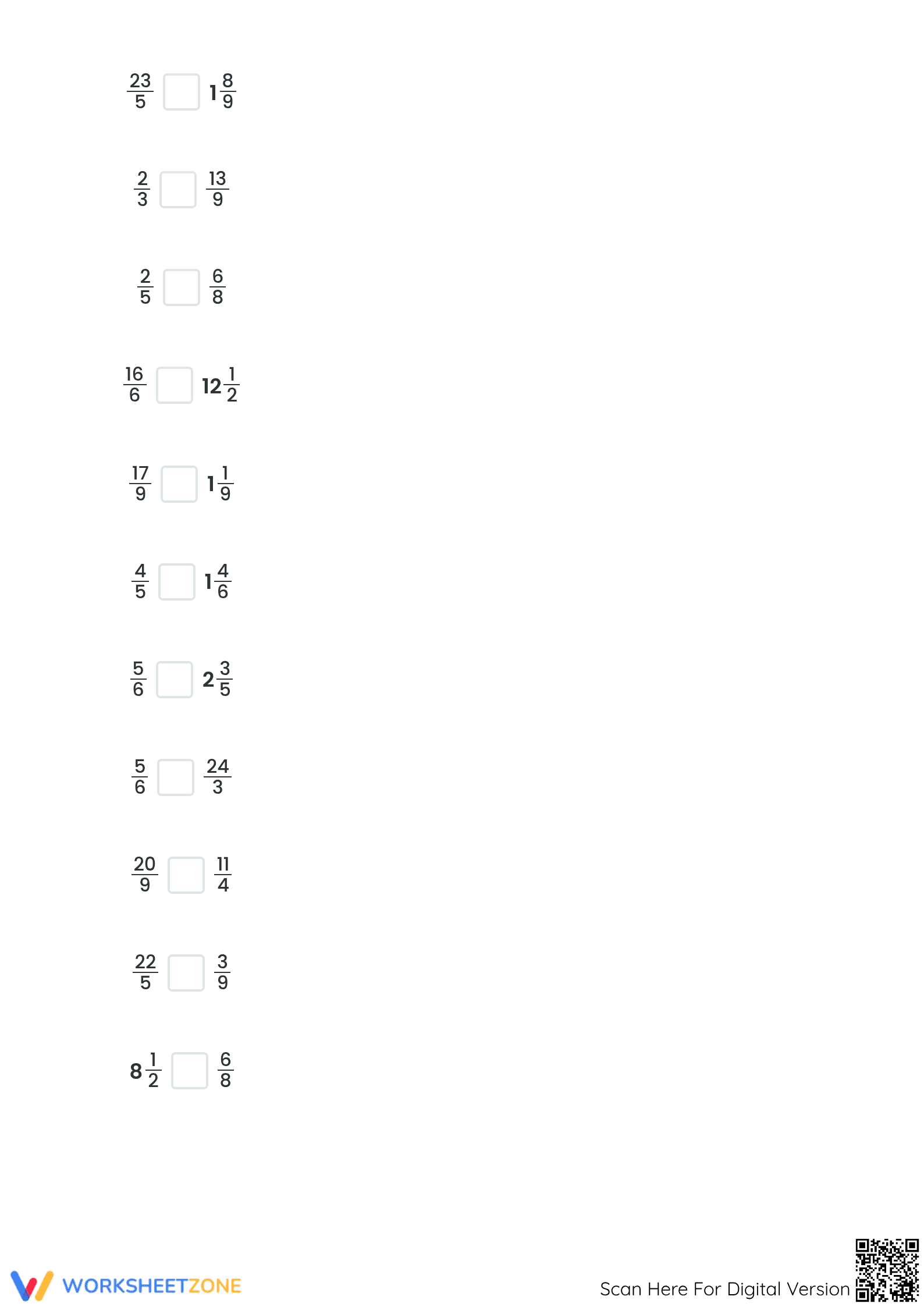 Grade 4 Comparing Fractions — Printable No-Prep Worksheet - Page 3