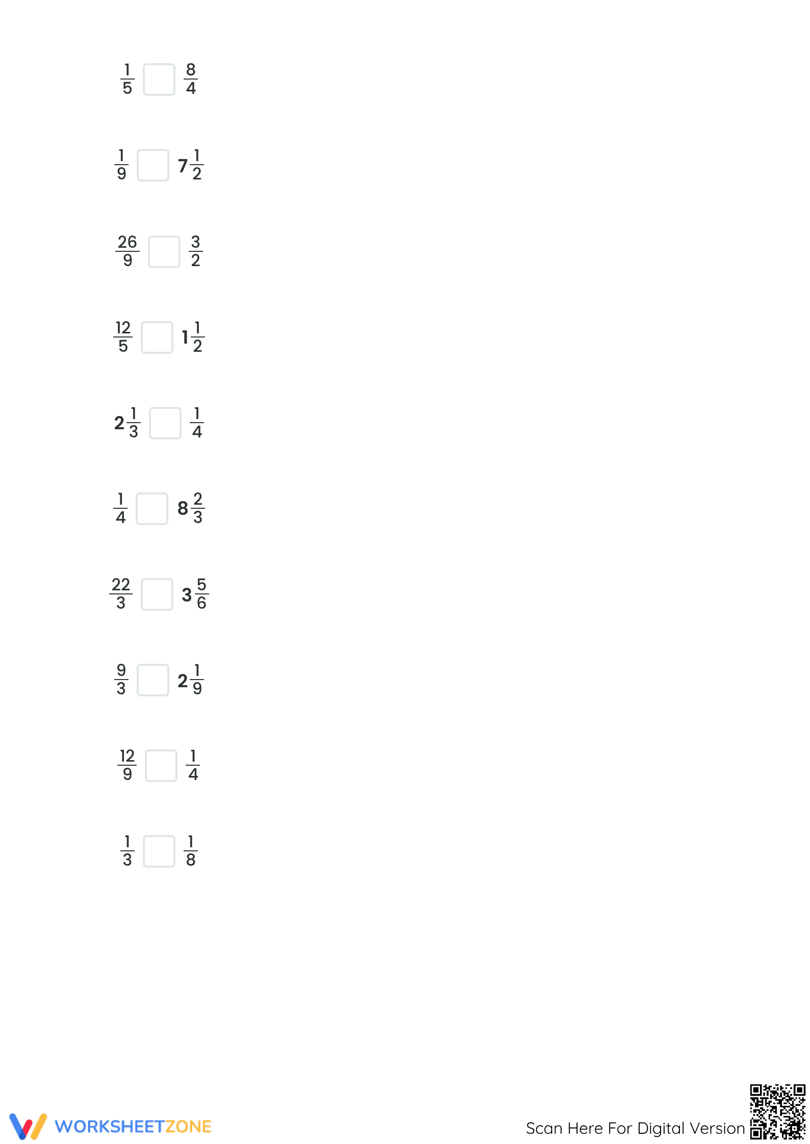 Grade 4 Comparing Fractions — Printable No-Prep Worksheet - Page 4