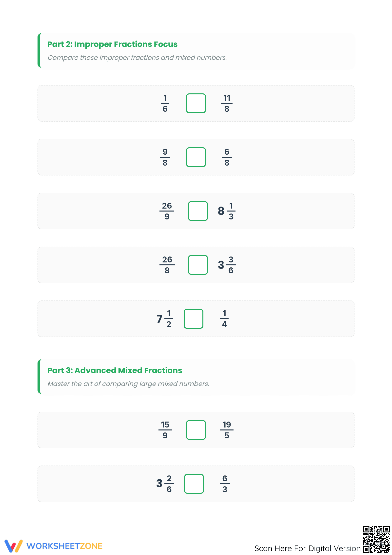 Printable Comparing Fractions Worksheet | Grade 4-5 Math - Page 2