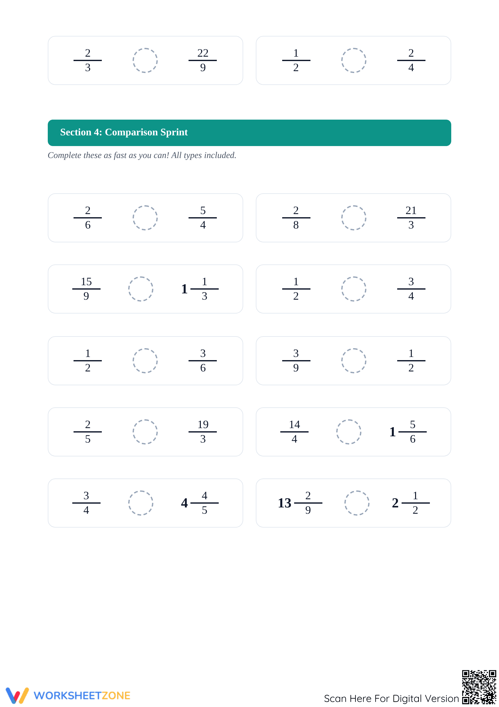 Essential Comparing Fractions Worksheet | Grade 4-6 Ready - Page 3