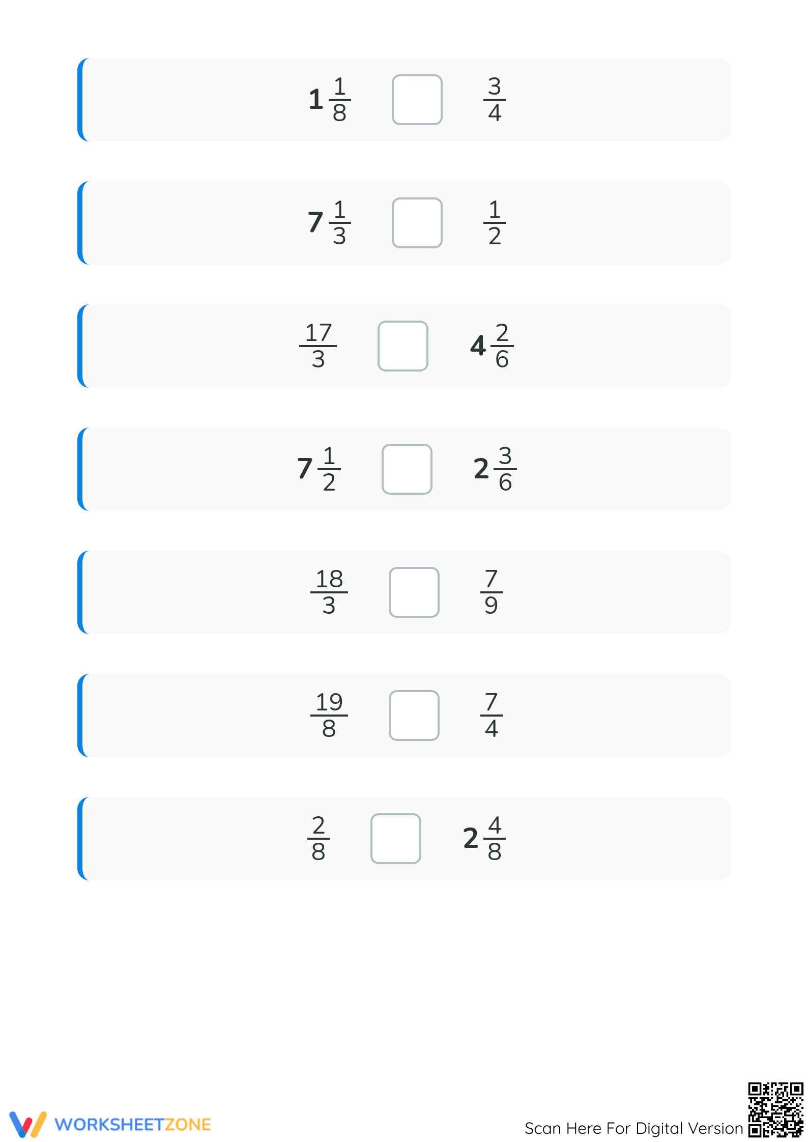 Printable Comparing Fractions Worksheet | Grades 4-5 Aligned - Page 5
