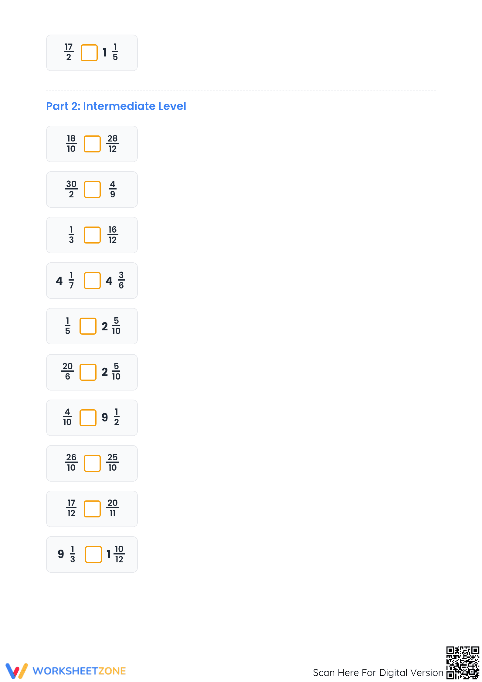Essential Grade 4 Fractions: Comparing Mixed & Improper - Page 2