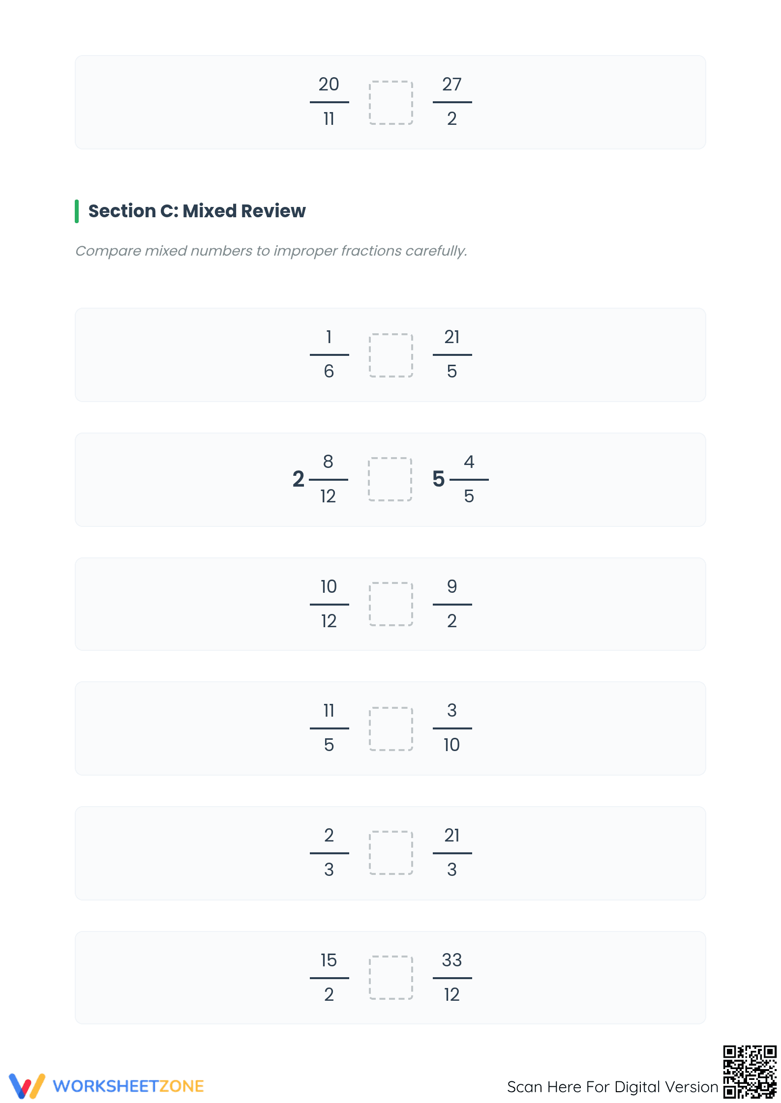 Essential 4.NF.A.2 Comparing Fractions Worksheet for Grade 4 - Page 4