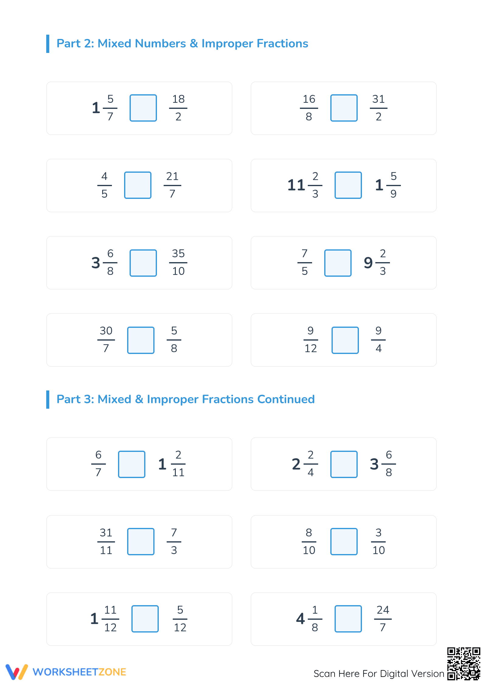 Printable Comparing Fractions Worksheet | Grade 4-5 Math - Page 2