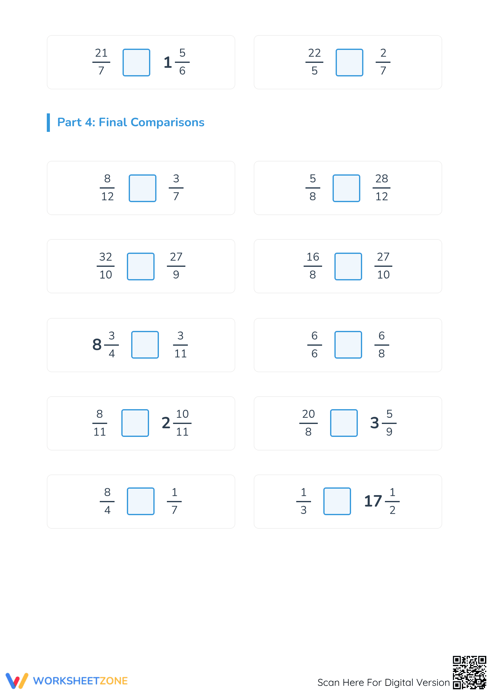 Printable Comparing Fractions Worksheet | Grade 4-5 Math - Page 3