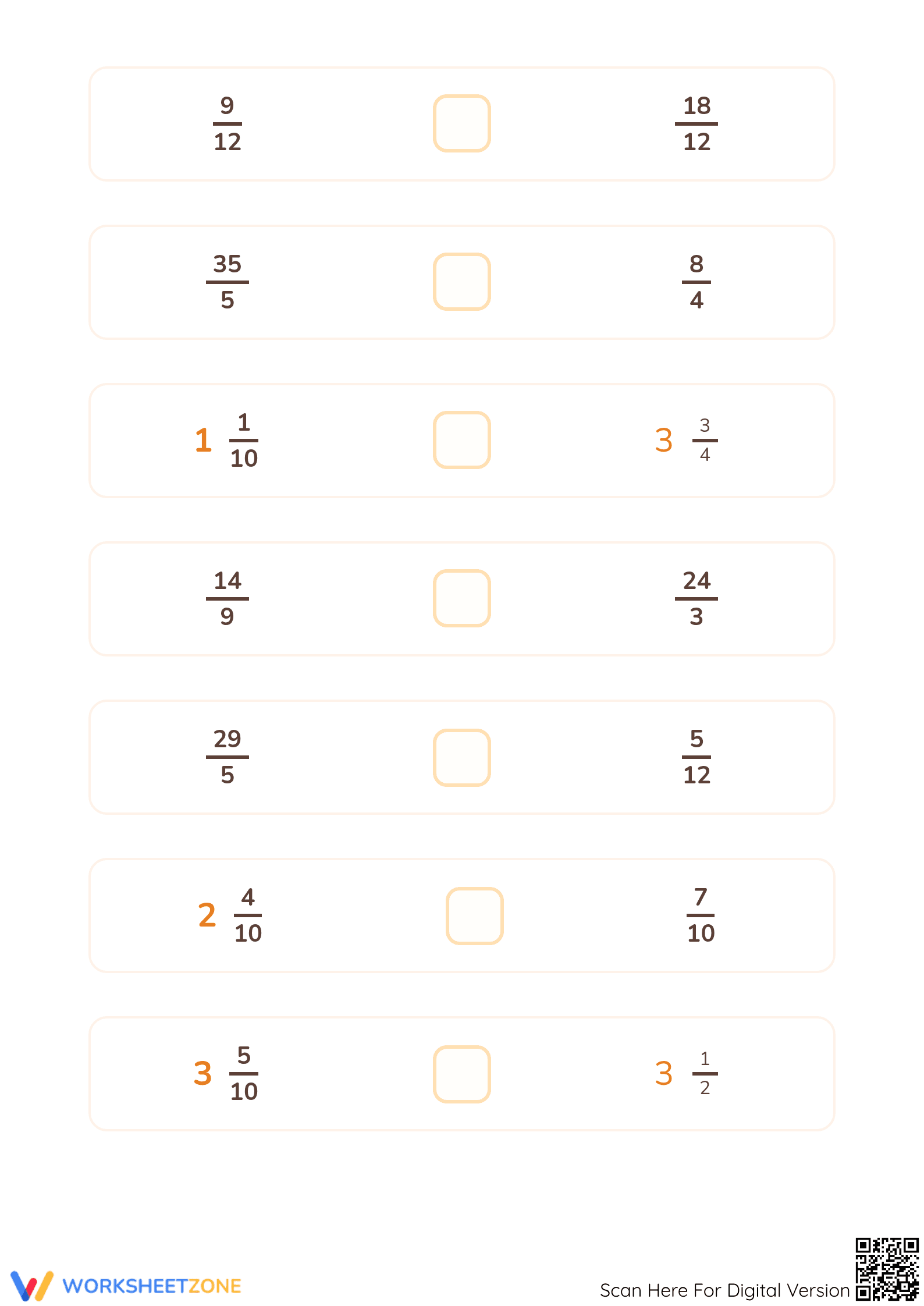Comparing Fractions Worksheet (3 Levels) | Grade 4 Ready - Page 5