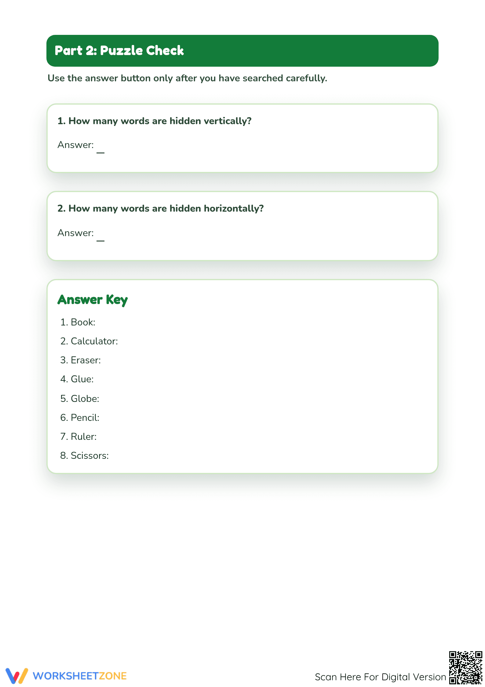 Essential School Supplies Word Search | Grade 1-4 - Page 2